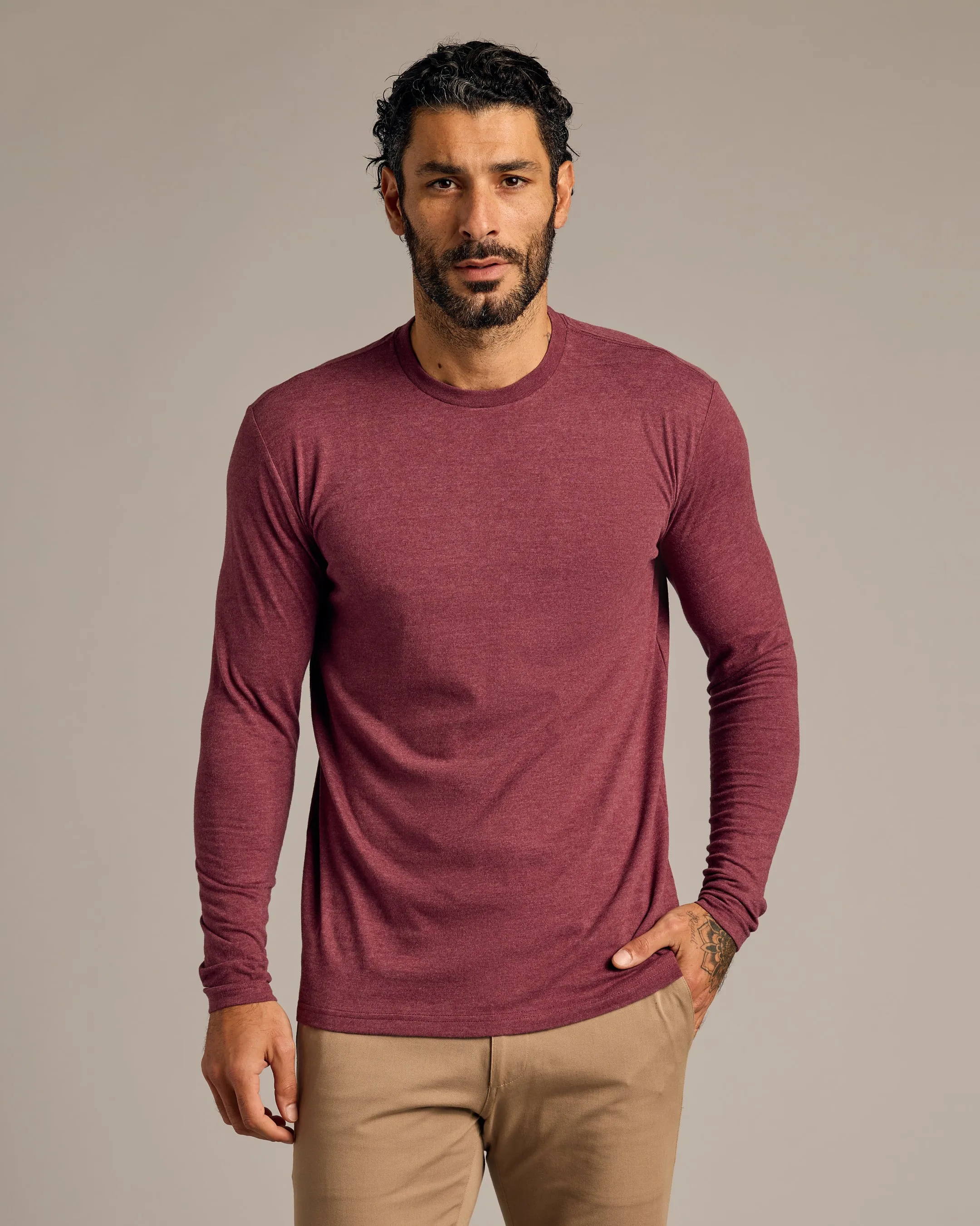 Heather Burgundy Tall Long Sleeve T-Shirt sold by True Classic