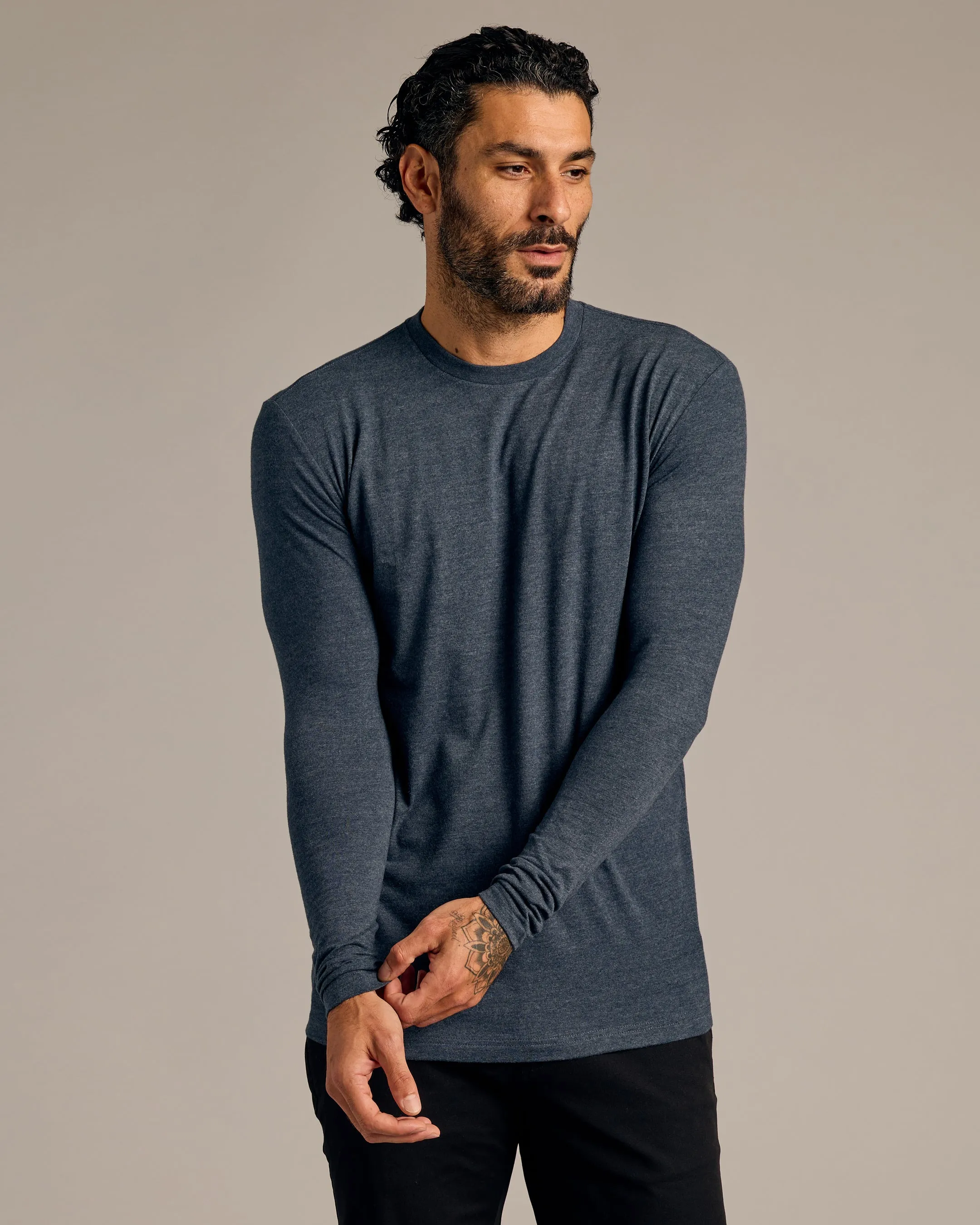 Heather Navy Tall Long Sleeve T-Shirt sold by True Classic