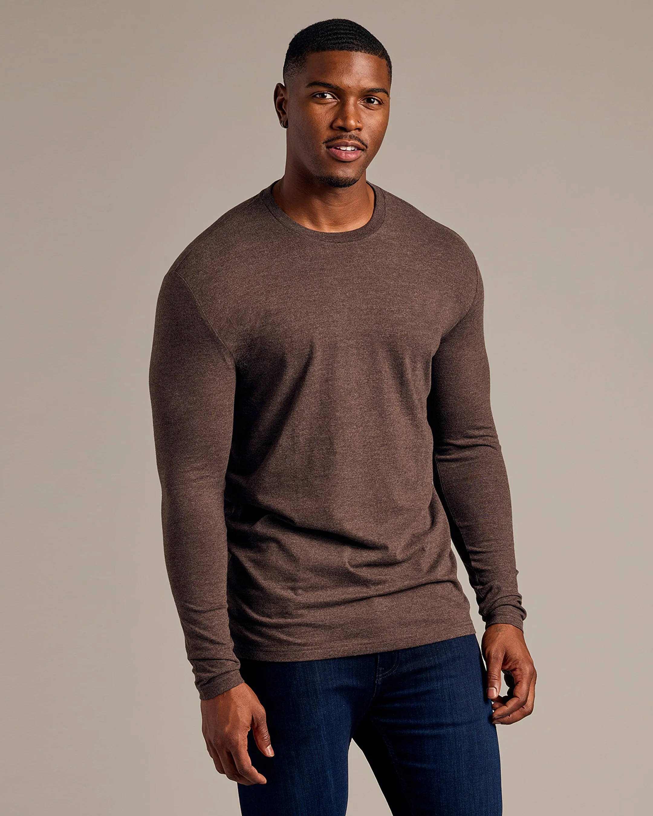 Dark Heather Cocoa Tall Long Sleeve T-Shirt sold by True Classic