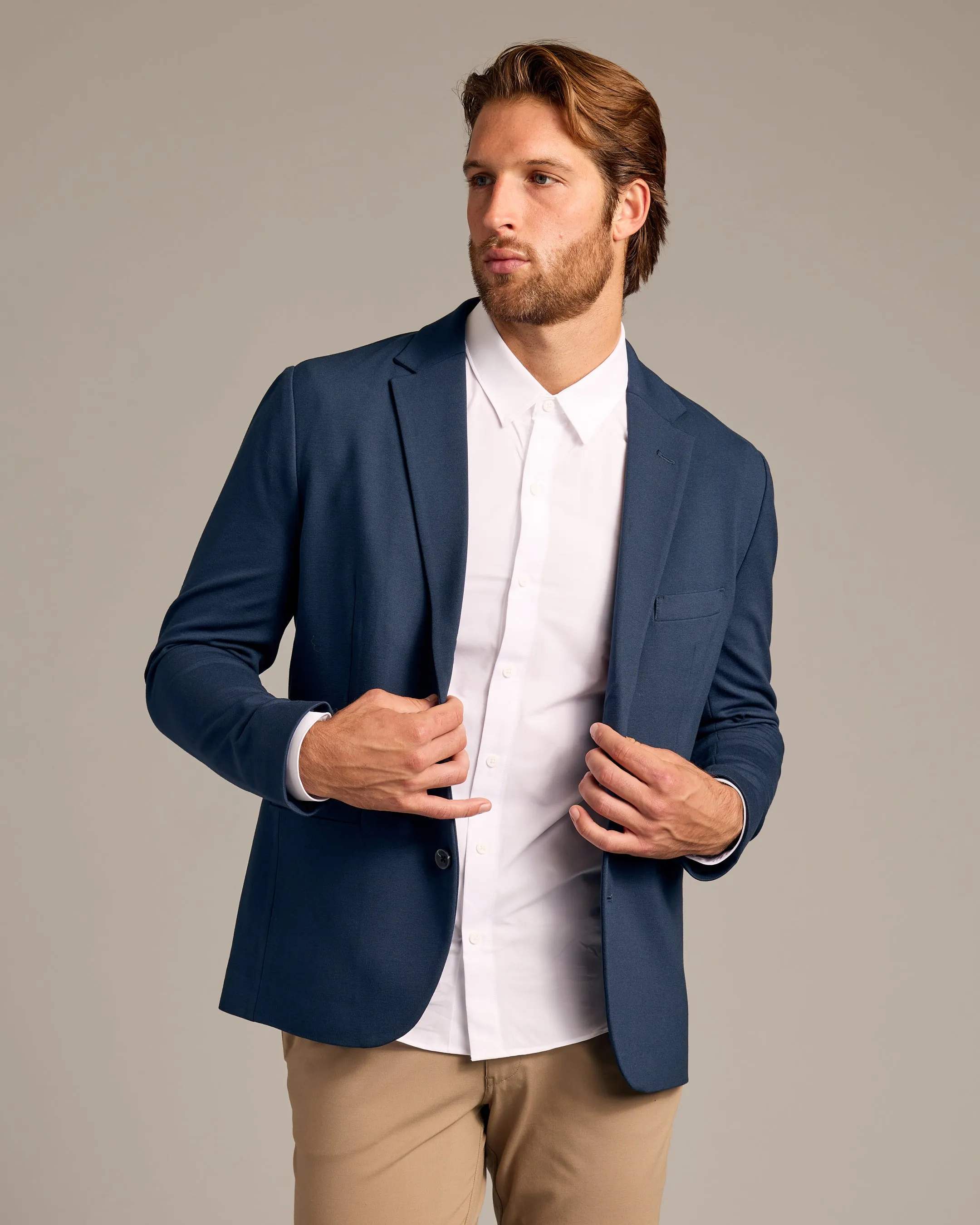 Navy Comfort Knit Blazer sold by True Classic product image thumbnail 4