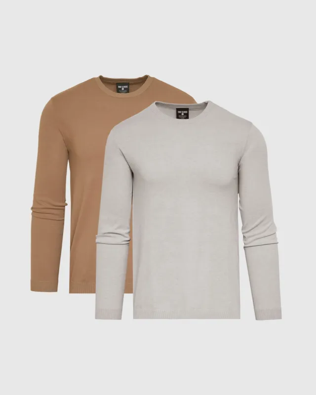 Truffle & Heather Gray Crew Neck Sweater 2-Pack made by True Classic
