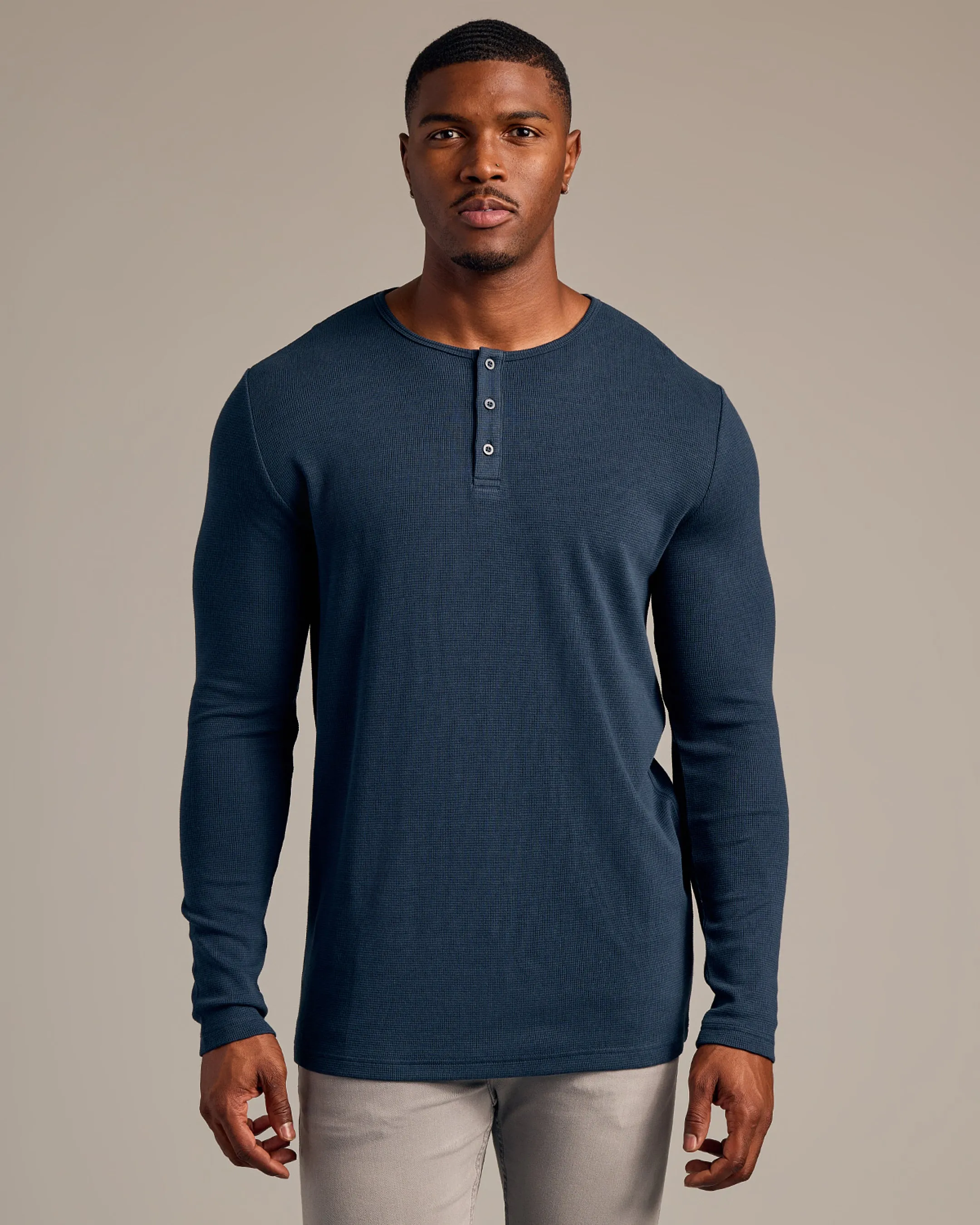 Navy Tall Waffle Long Sleeve Henley sold by True Classic