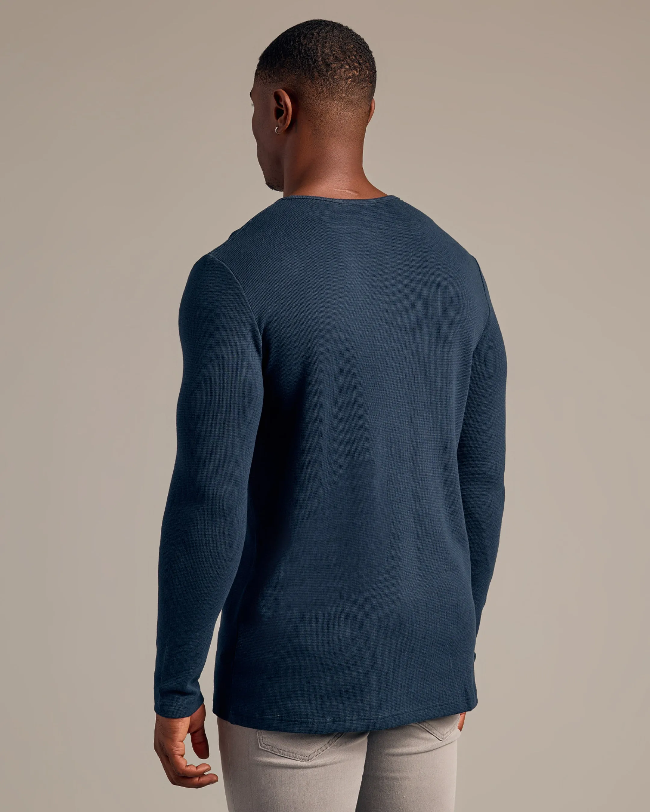 Navy Tall Waffle Long Sleeve Henley sold by True Classic product image thumbnail 3