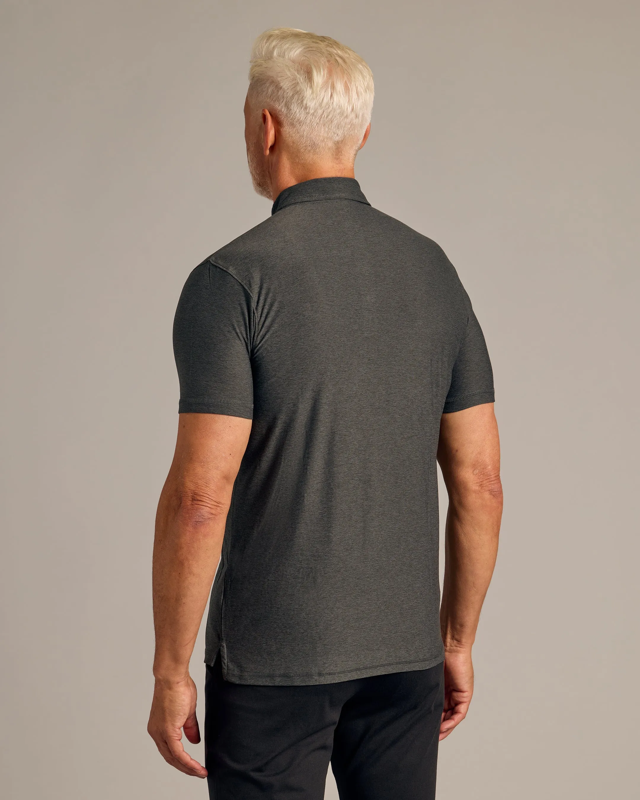Light and Charcoal Heather Gray Active Polo 2-Pack sold by True Classic product image thumbnail 3