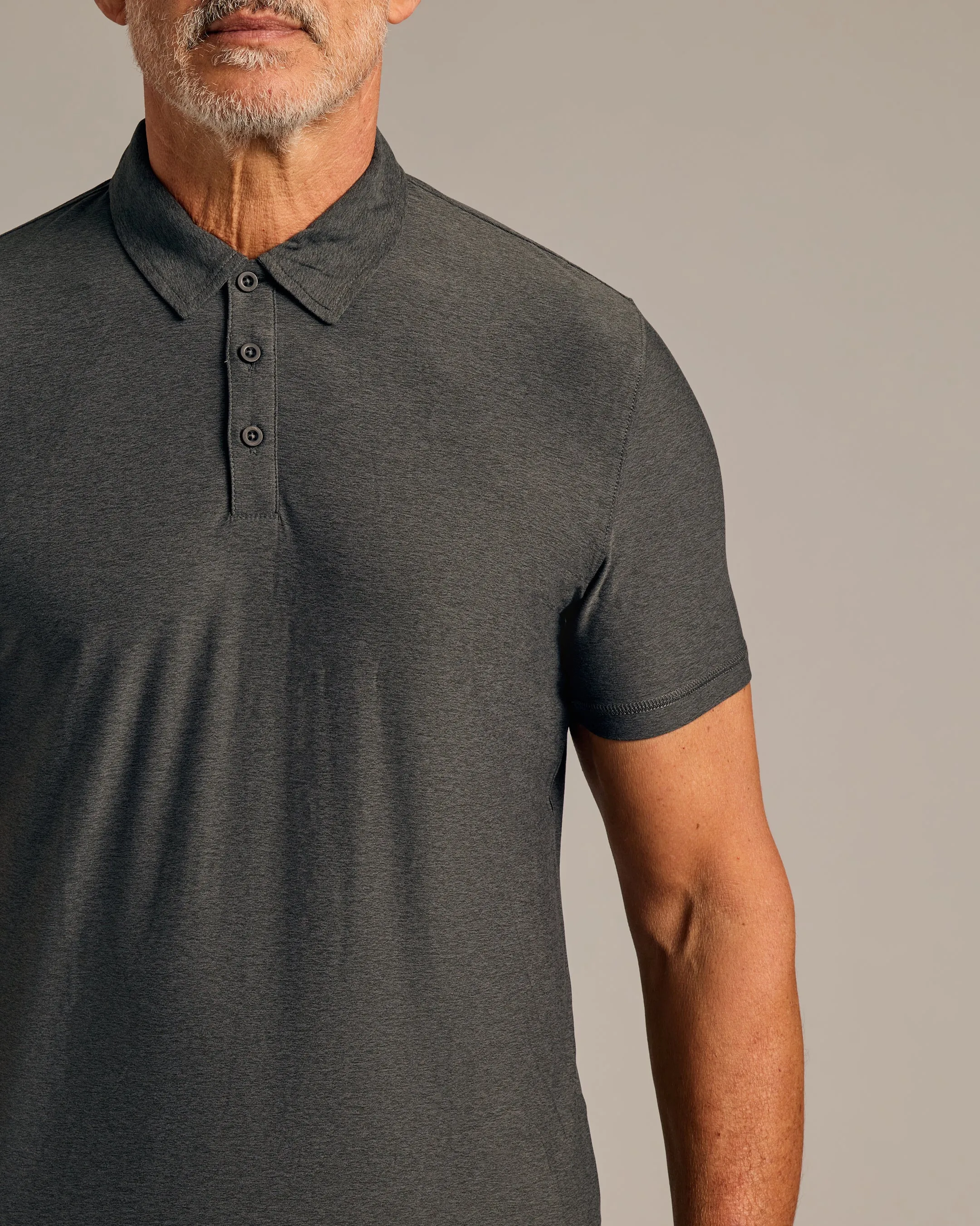 Light and Charcoal Heather Gray Active Polo 2-Pack sold by True Classic product image thumbnail 4