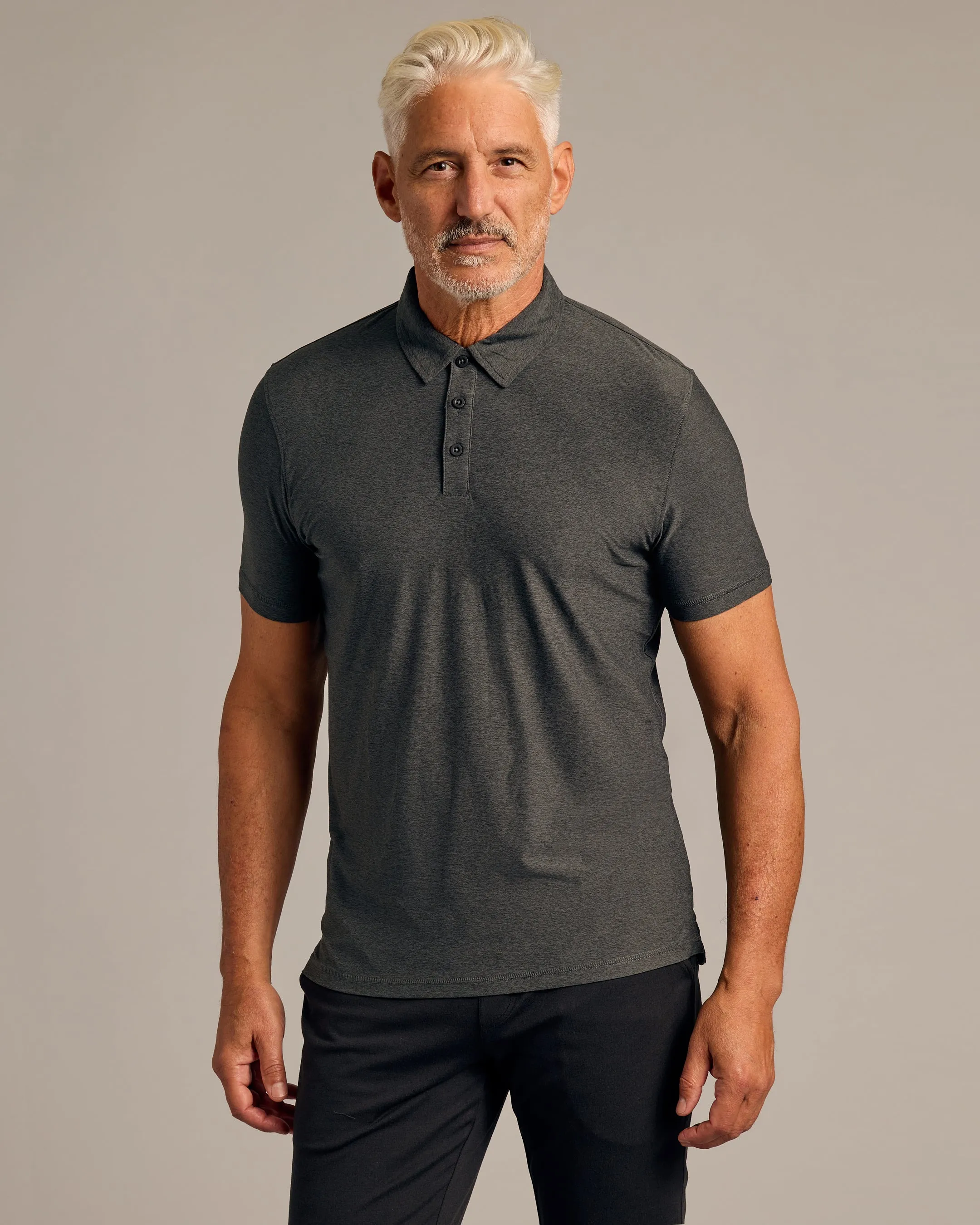Light and Charcoal Heather Gray Active Polo 2-Pack sold by True Classic product image thumbnail 2
