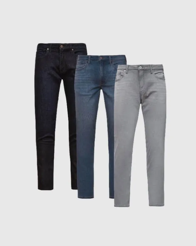 Indigo & Gray Slim Comfort Stretch Jeans 3-Pack sold by True Classic