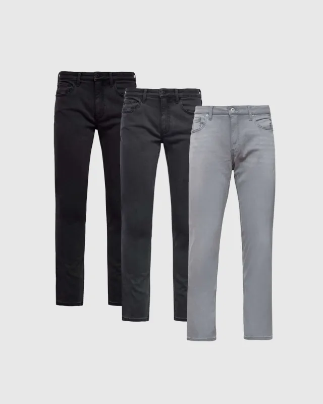 Black & Gray Straight Comfort Stretch Jeans 3-Pack sold by True Classic