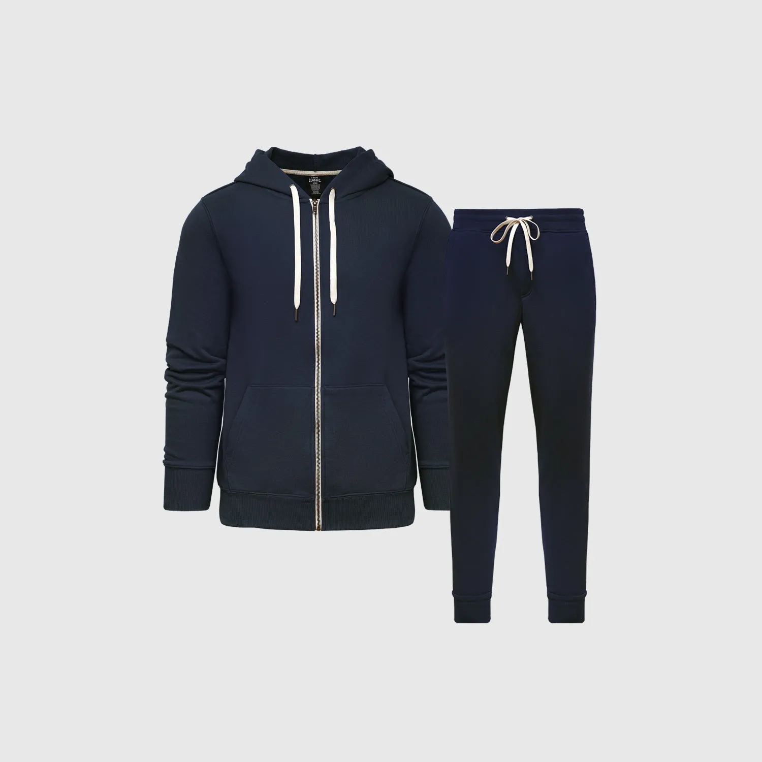 Navy Fleece Zip Hoodie and Jogger Set sold by True Classic