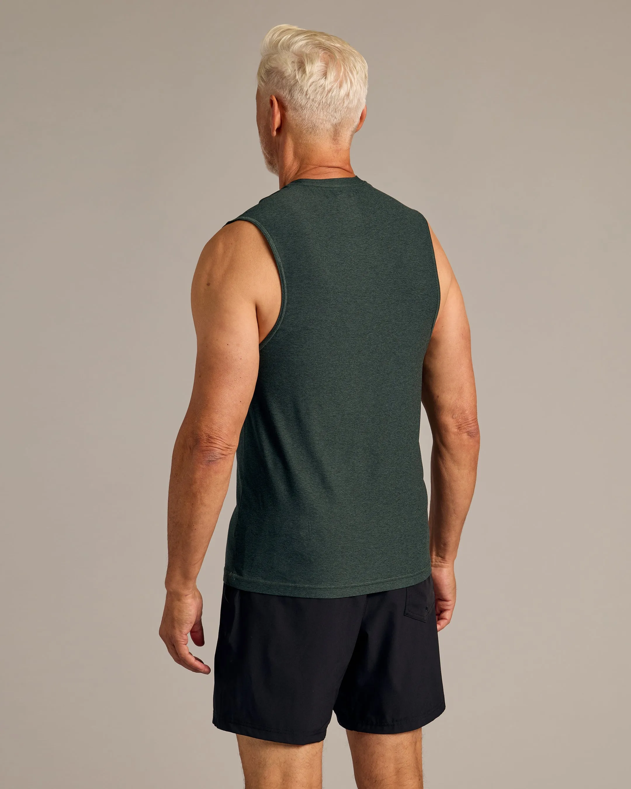 Dark Heather Forest Sleeveless Active Muscle Tee sold by True Classic product image thumbnail 3