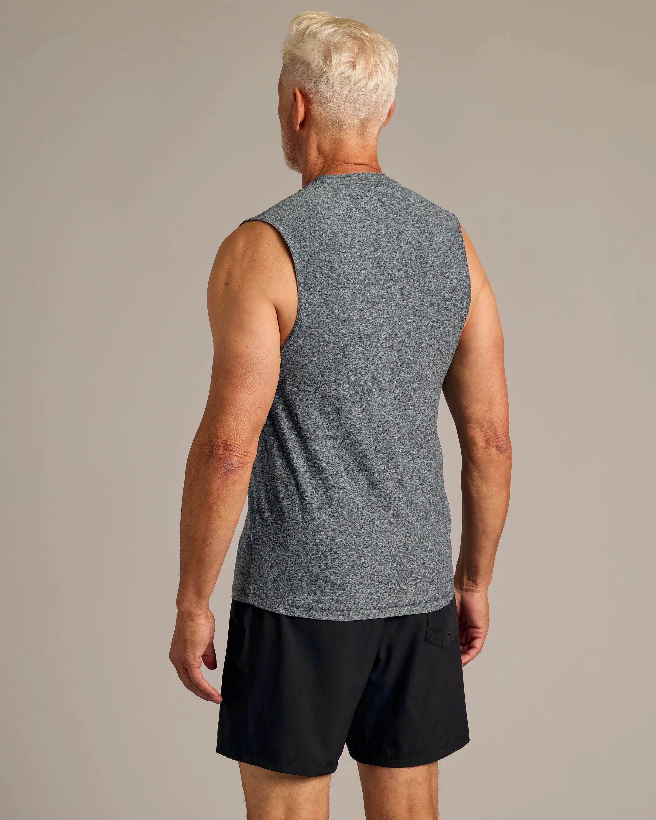 Heather Navy Sleeveless Active Muscle Tee sold by True Classic product image thumbnail 3