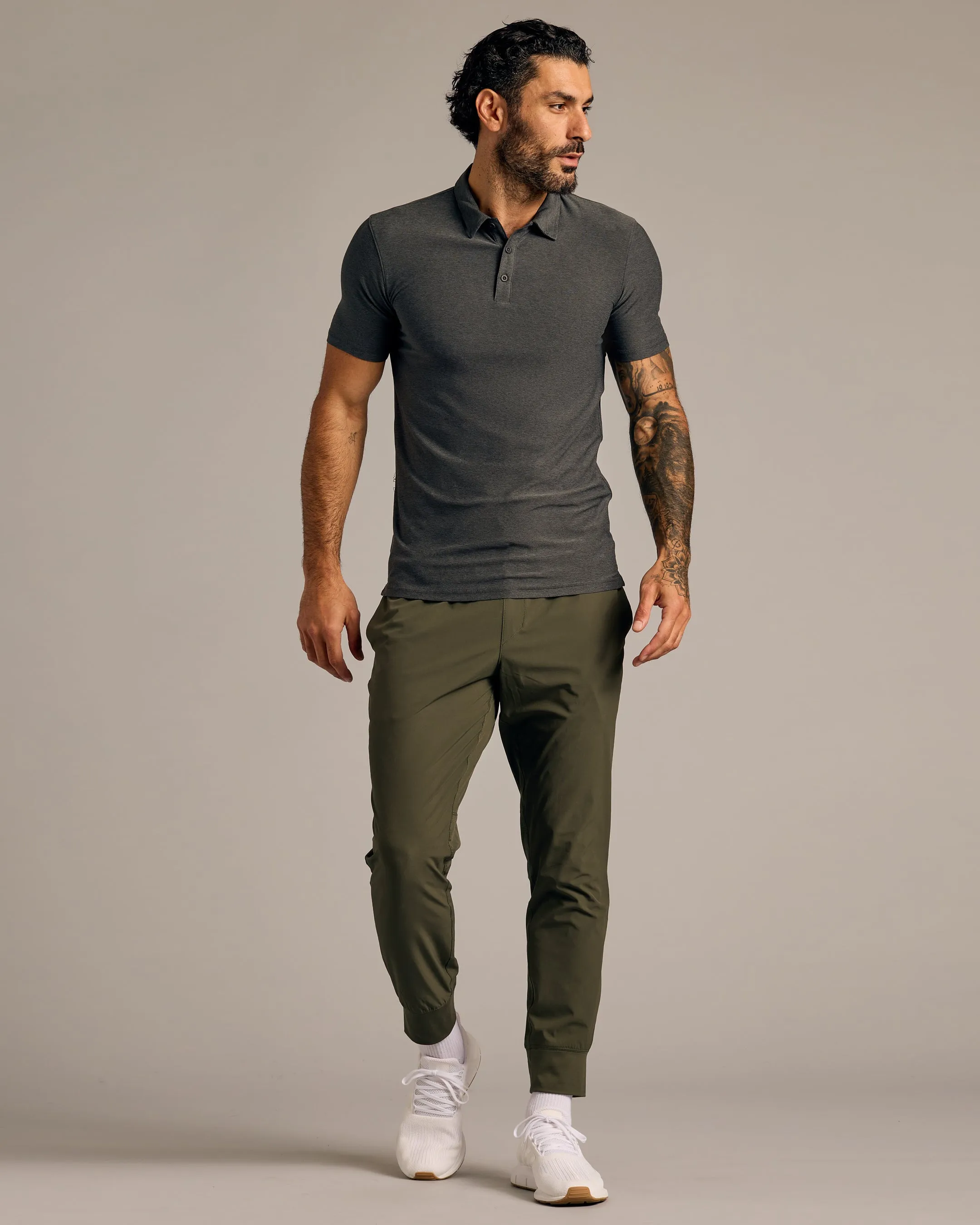 Charcoal Heather Gray Short Sleeve Tall Active Polo sold by True Classic product image thumbnail 5