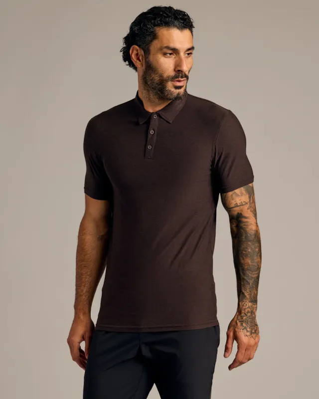 Dark Heather Cocoa Short Sleeve Tall Active Polo sold by True Classic