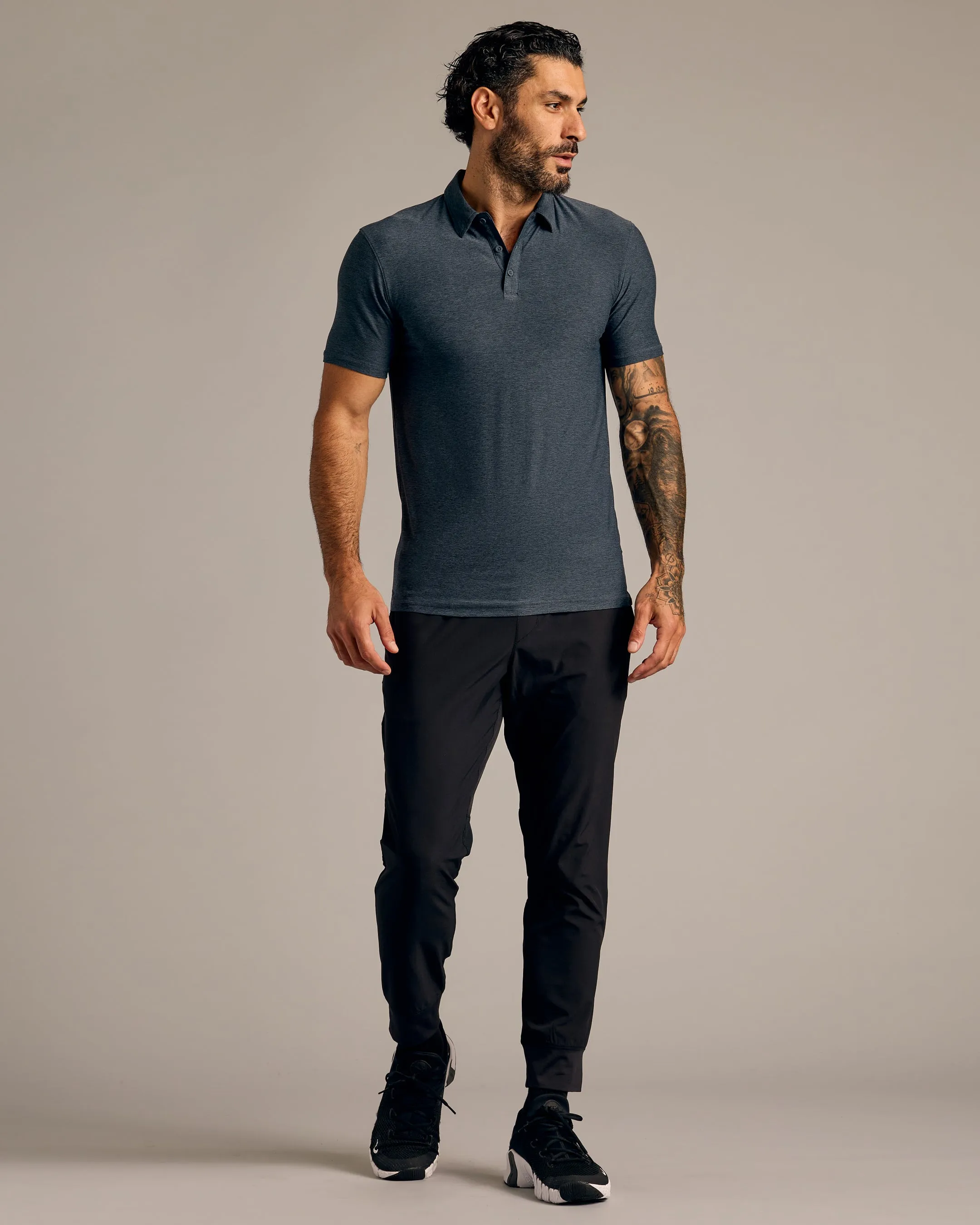Dark Heather Fiord Short Sleeve Tall Active Polo sold by True Classic product image thumbnail 5