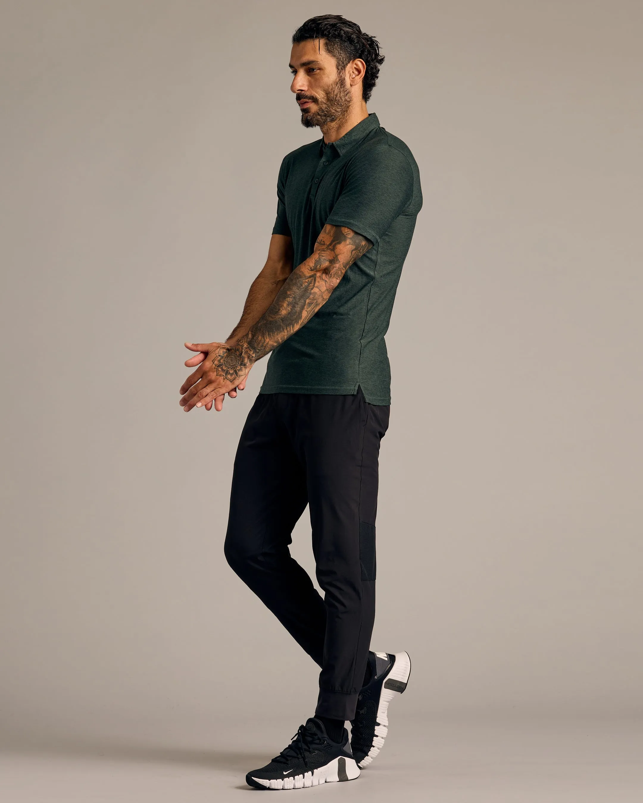 Dark Heather Forest Short Sleeve Tall Active Polo sold by True Classic product image thumbnail 5