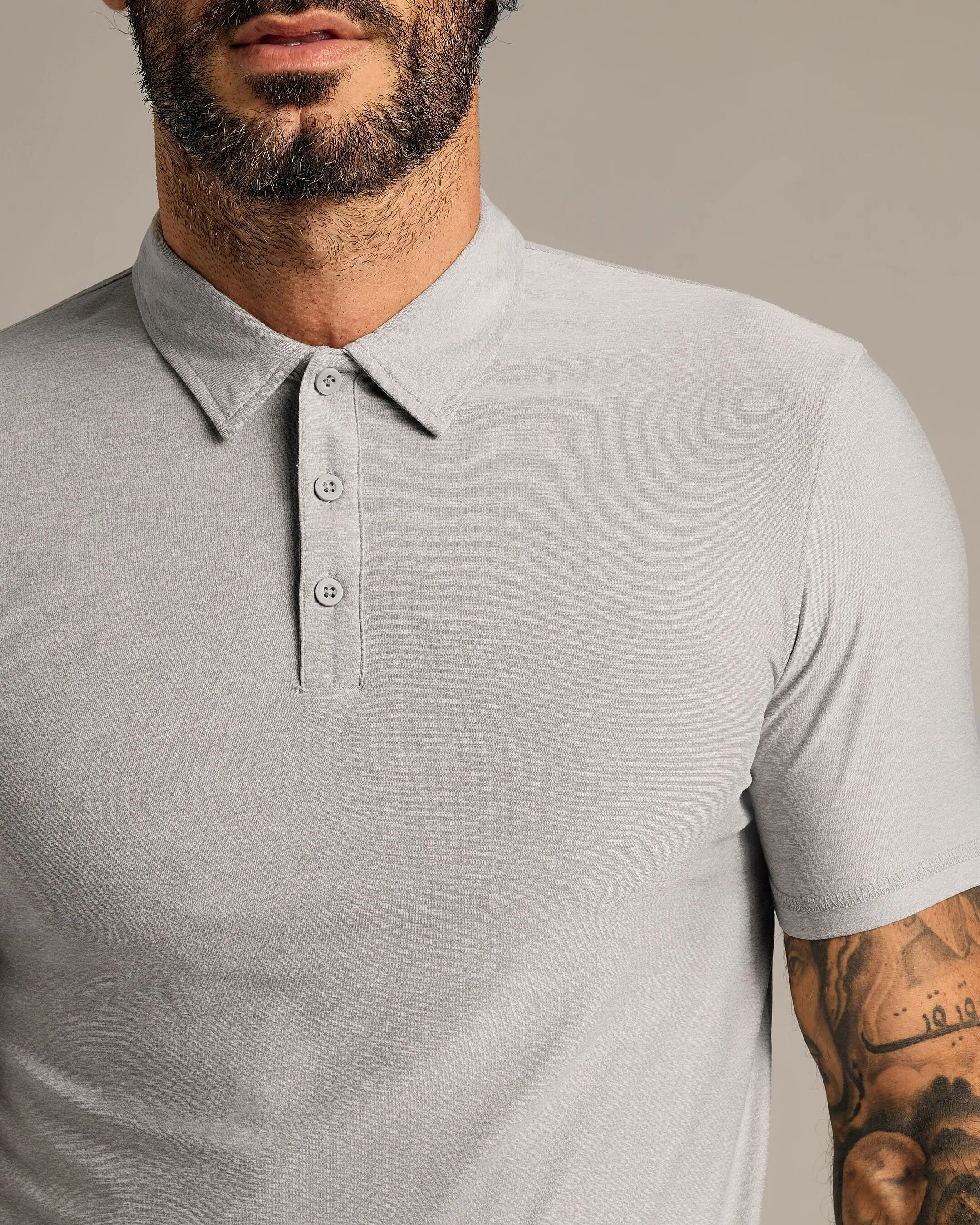 Light Heather Gray Short Sleeve Tall Active Polo sold by True Classic product image thumbnail 4