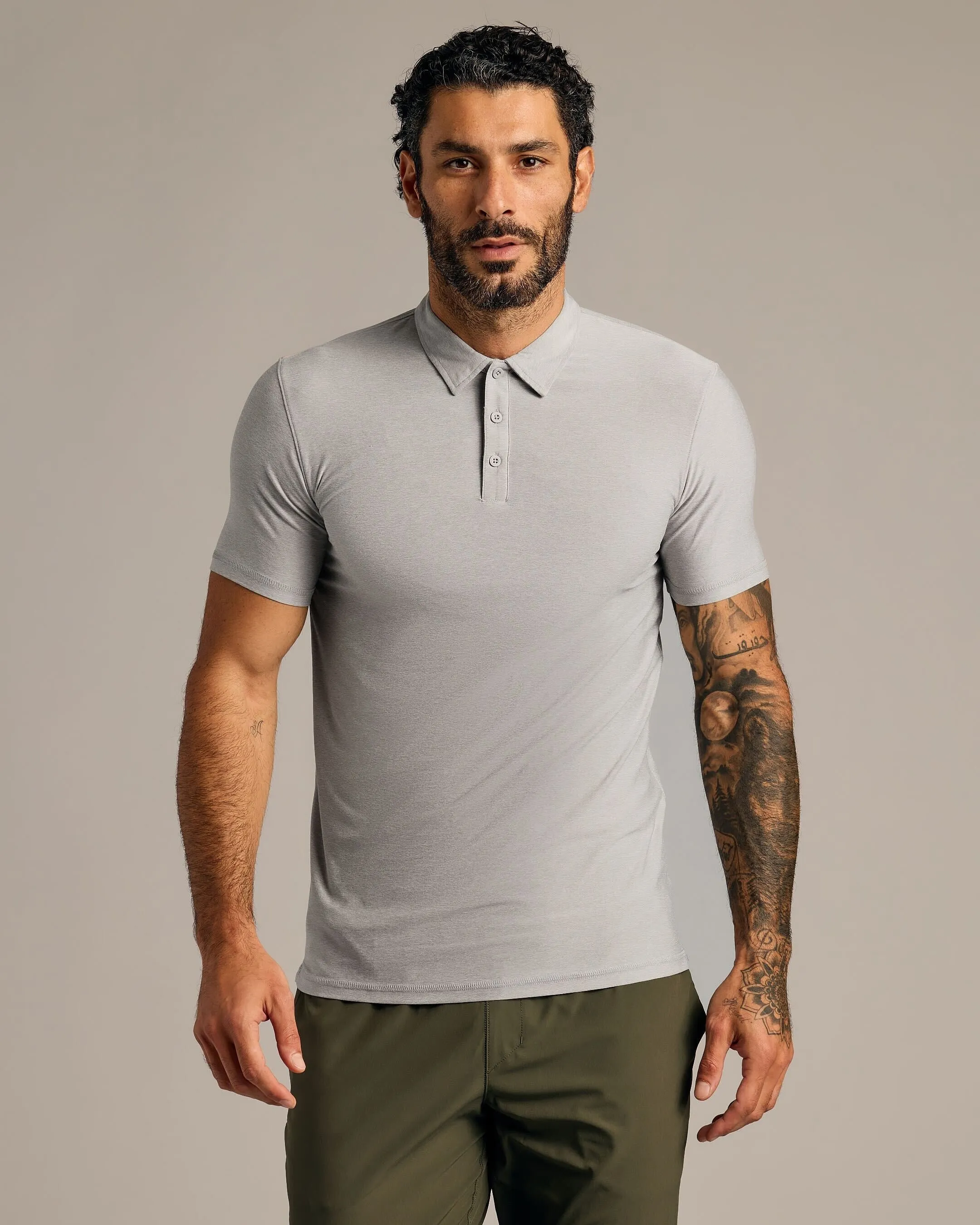 Light Heather Gray Short Sleeve Tall Active Polo sold by True Classic
