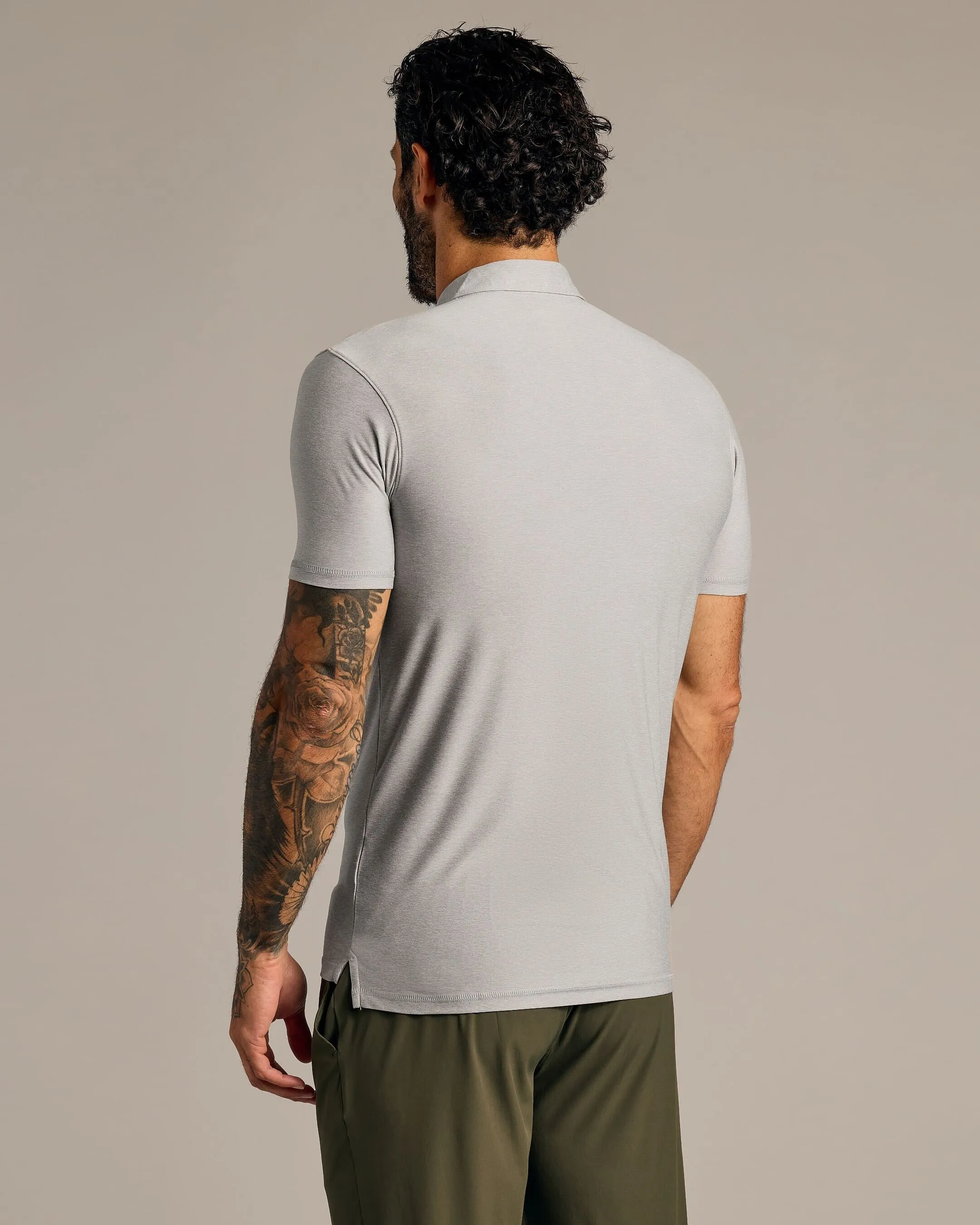 Light Heather Gray Short Sleeve Tall Active Polo sold by True Classic product image thumbnail 3