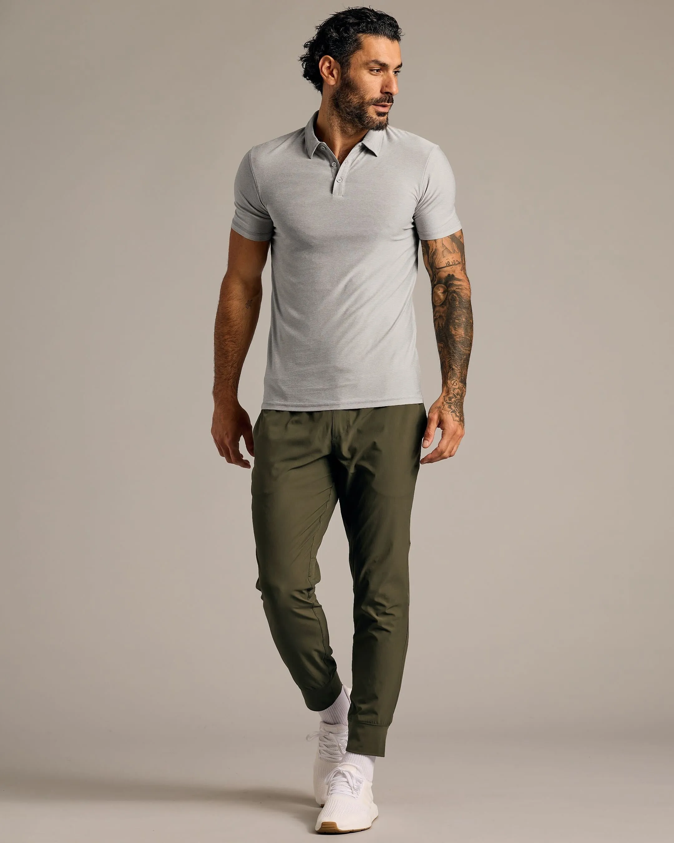 Light Heather Gray Short Sleeve Tall Active Polo sold by True Classic product image thumbnail 5