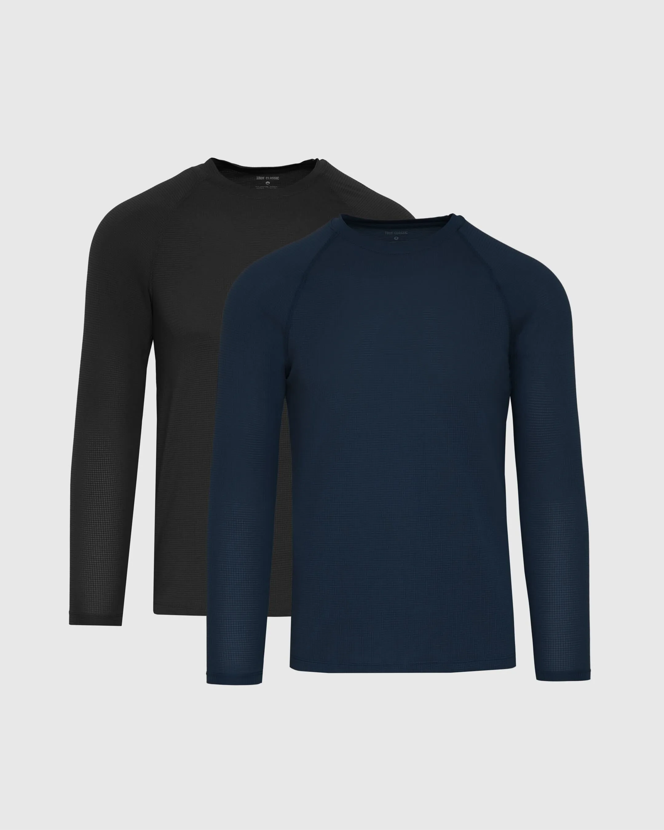 Black & Navy Long Sleeve Active Mesh Crew 2-Pack sold by True Classic