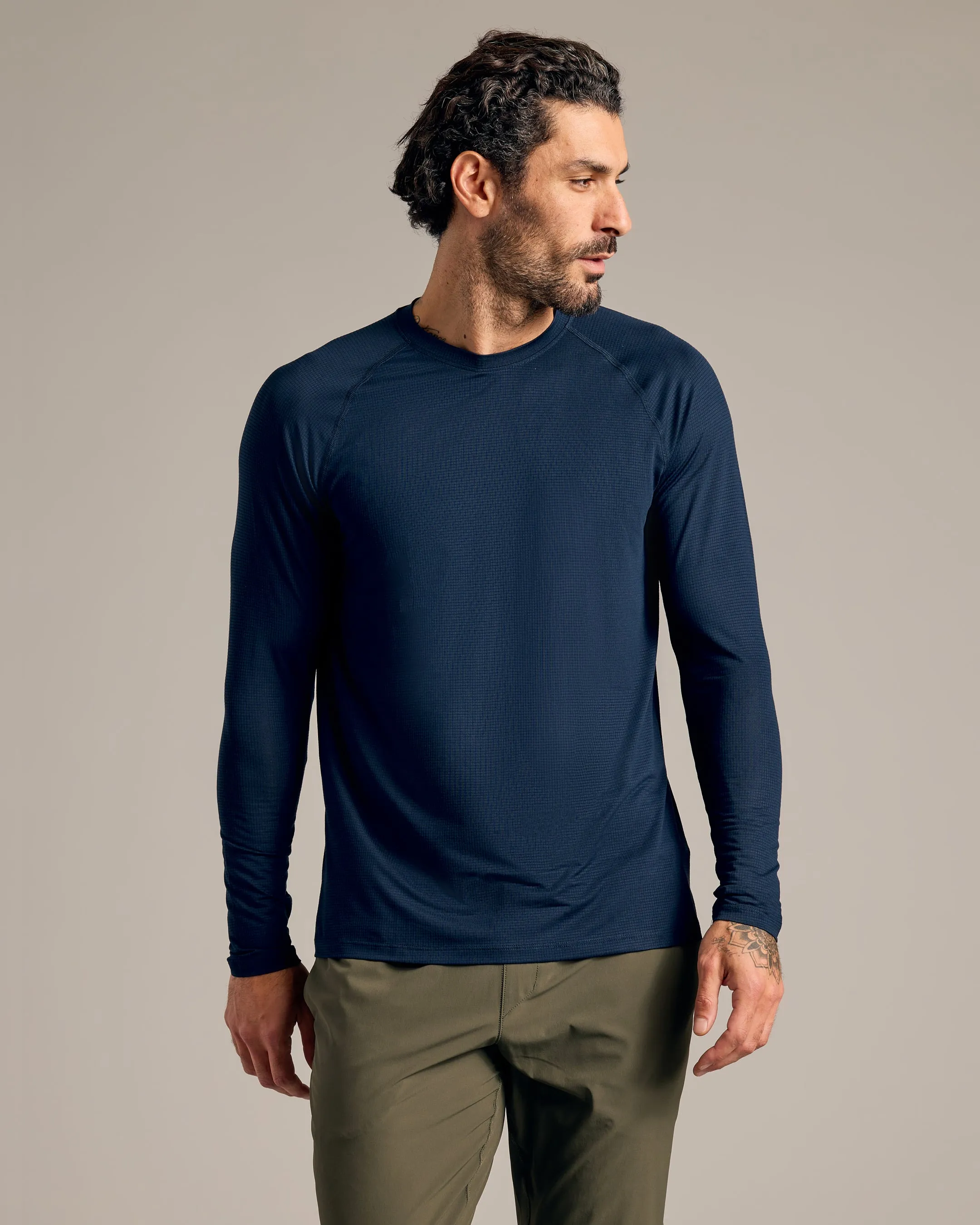 Navy Long Sleeve Active Mesh Crew sold by True Classic