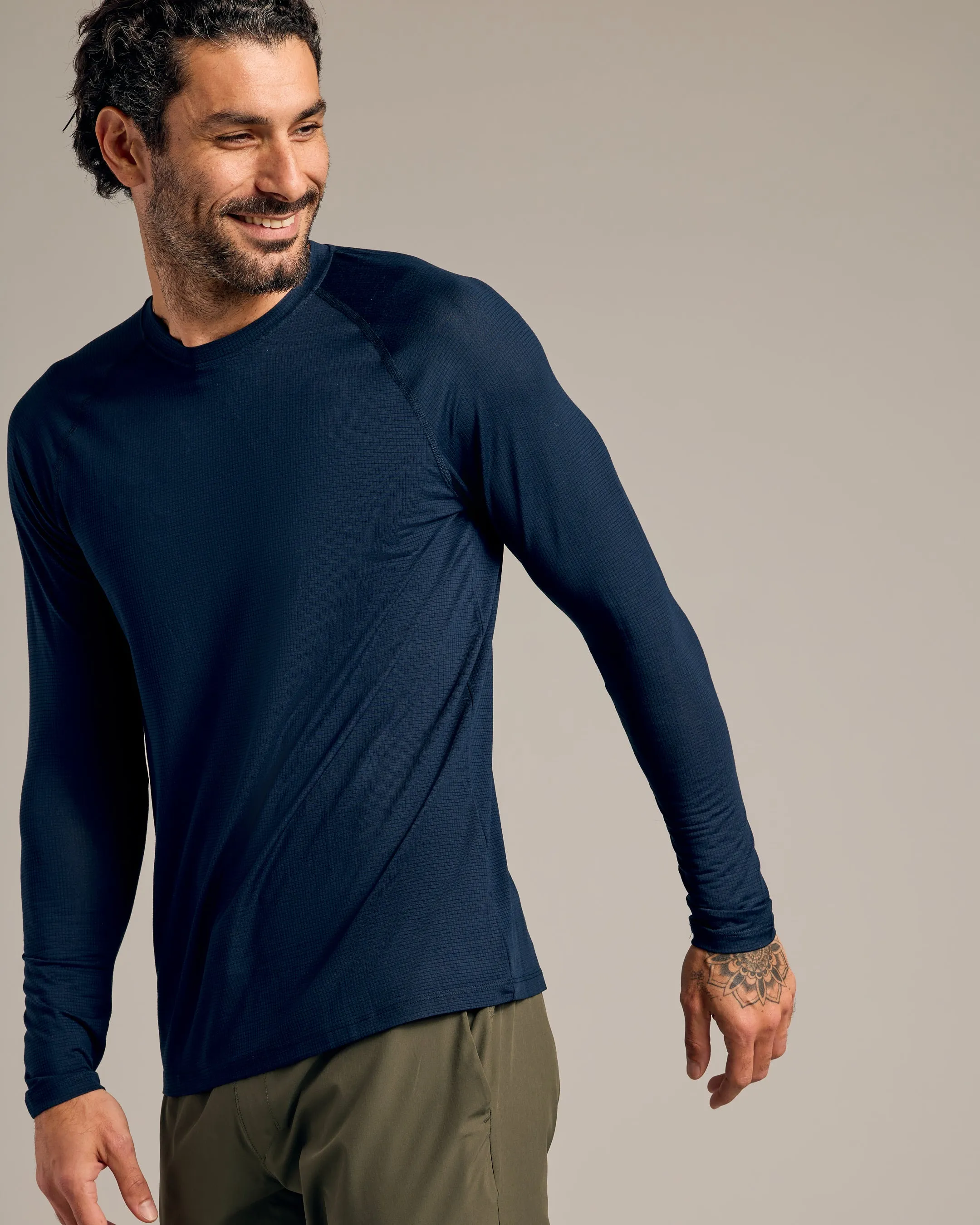 Navy Long Sleeve Active Mesh Crew sold by True Classic product image thumbnail 4