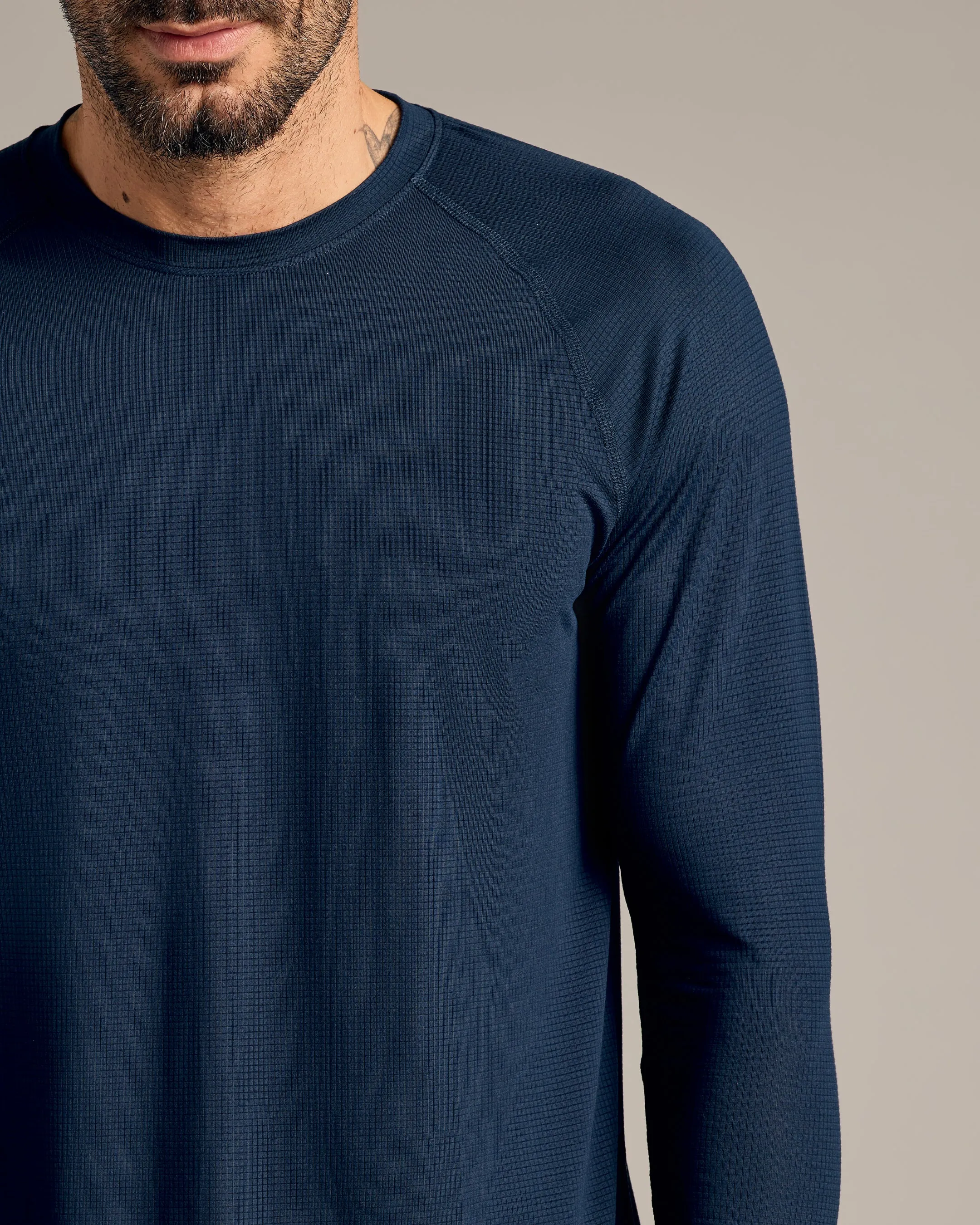 Navy Long Sleeve Active Mesh Crew sold by True Classic product image thumbnail 5