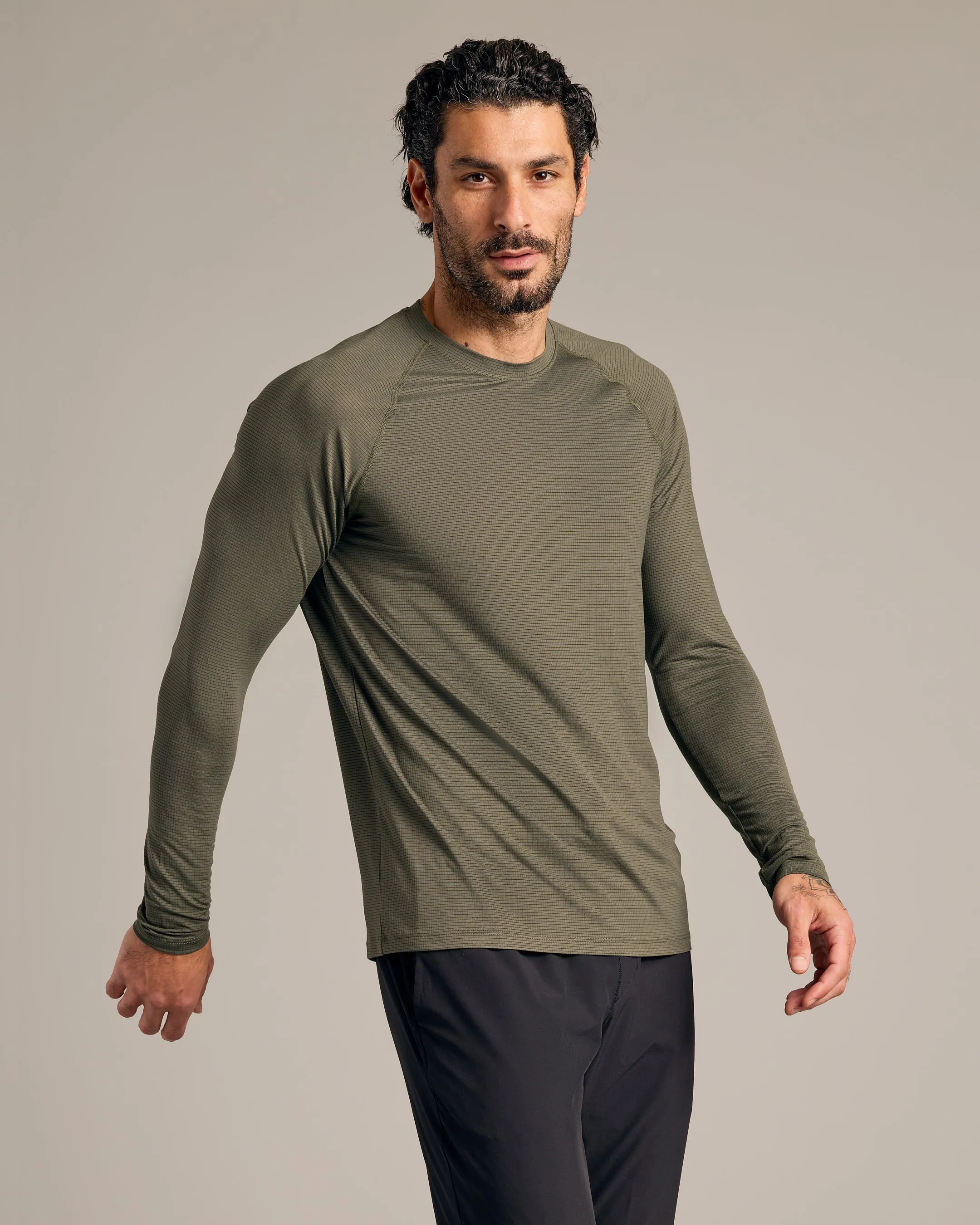 Kelp Long Sleeve Active Mesh Crew sold by True Classic