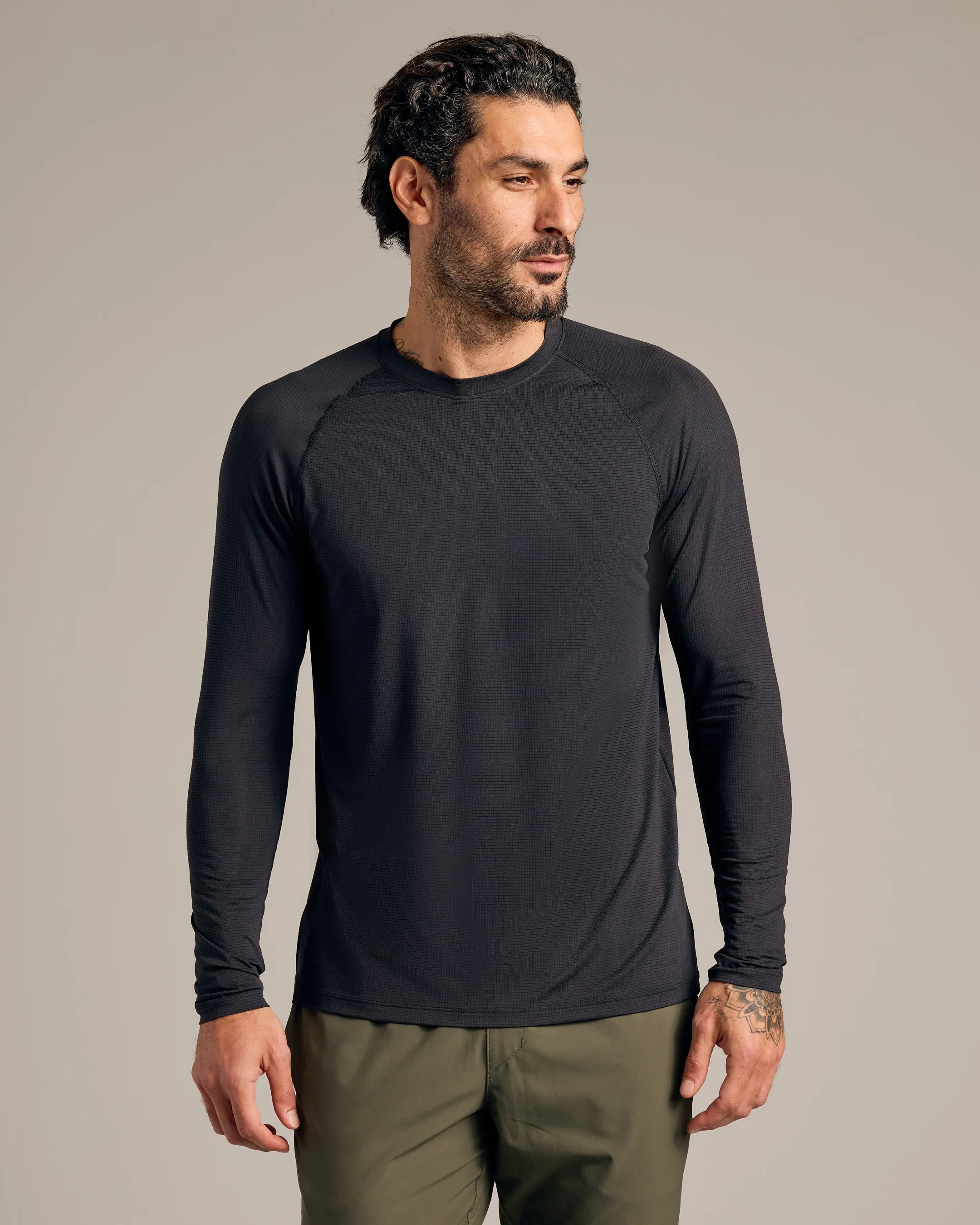Black Long Sleeve Active Mesh Crew sold by True Classic