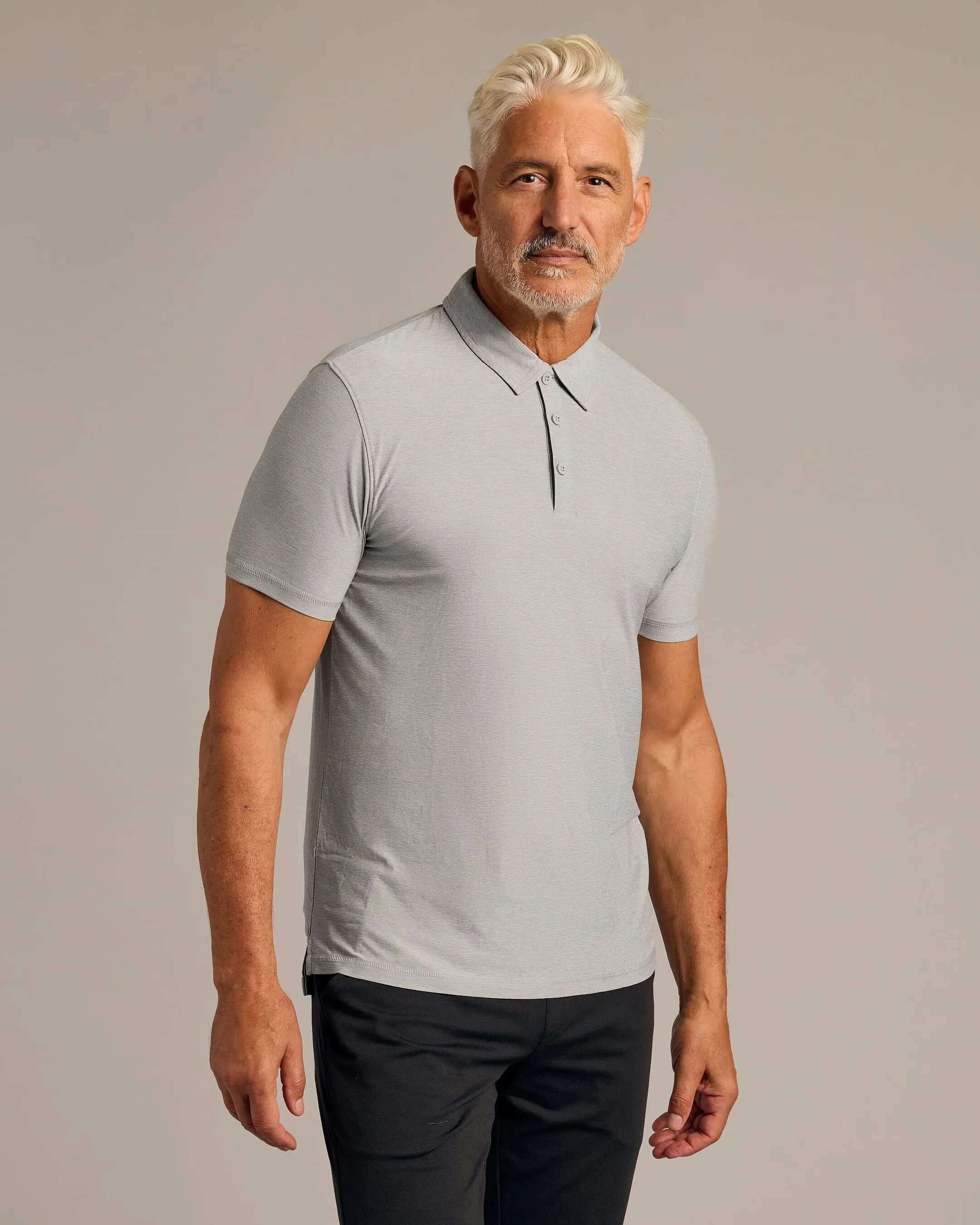 Light Heather Gray Active Polo 2.0 sold by True Classic