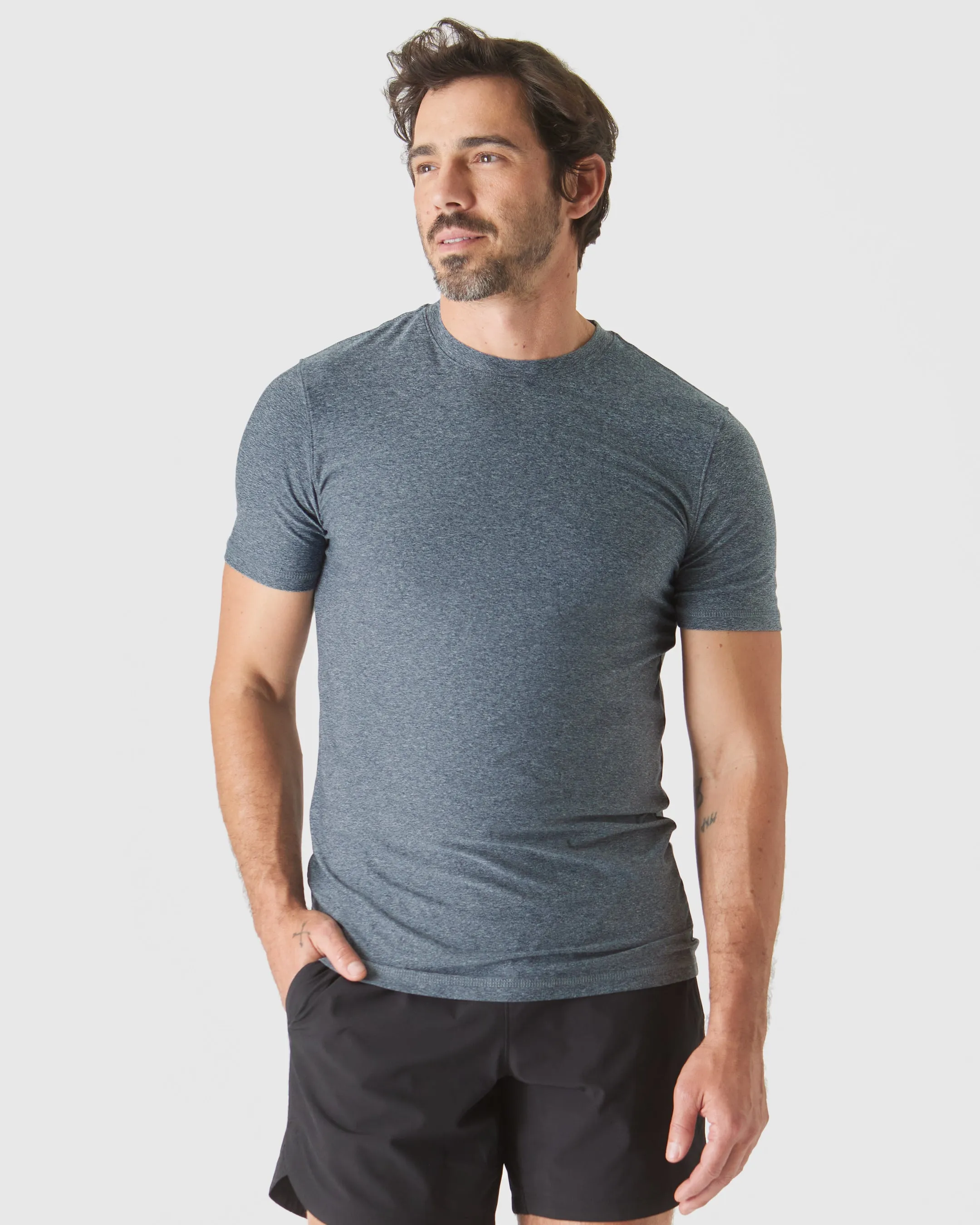 Heather Navy Tall Active Crew Neck 2.0 sold by True Classic