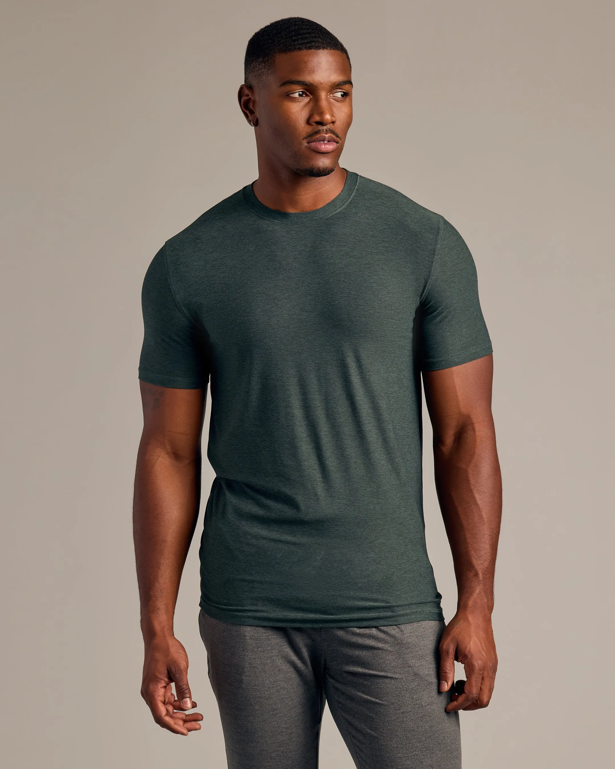 Dark Heather Forest Tall Active Crew Neck 2.0 sold by True Classic