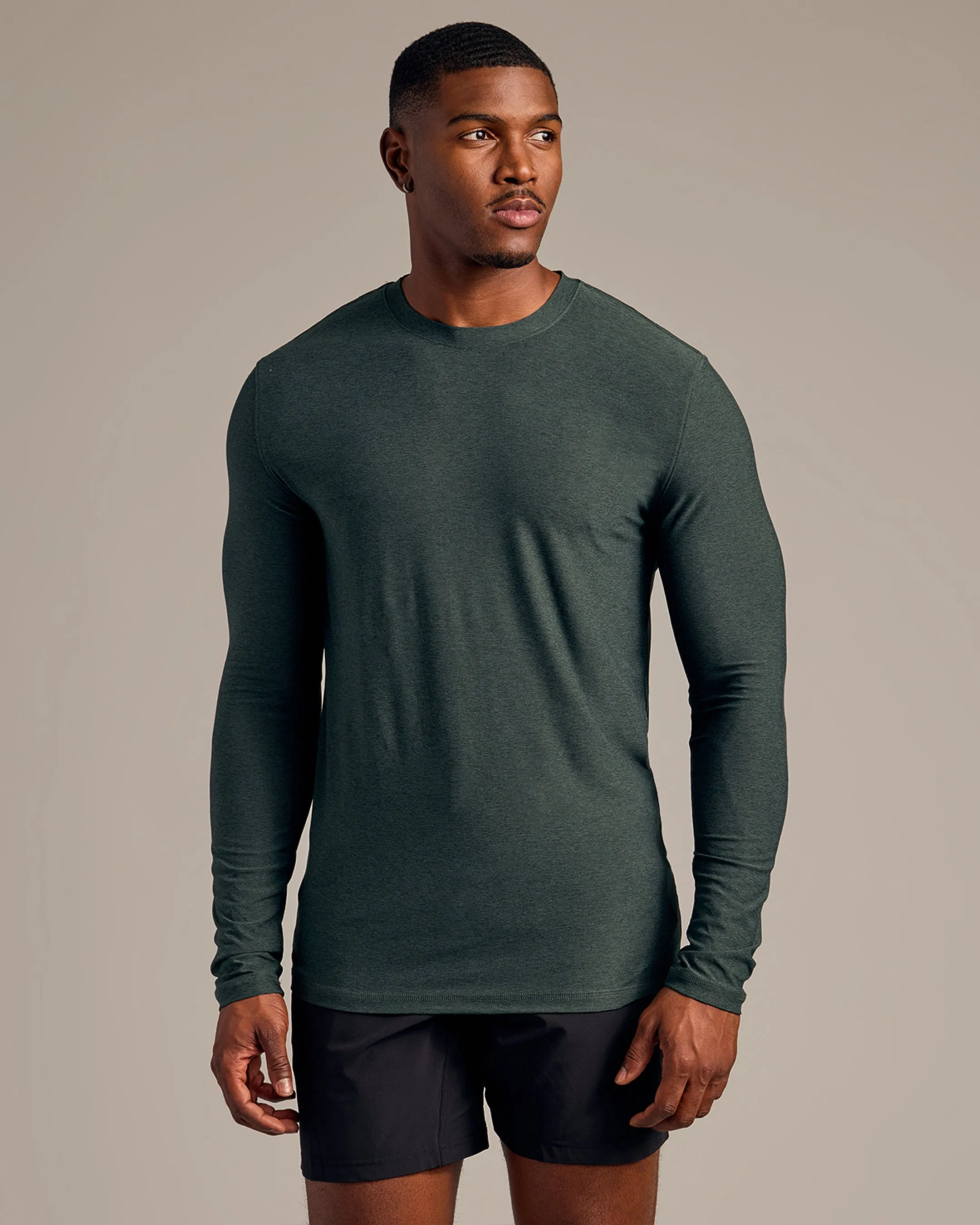 Dark Heather Forest Long Sleeve Tall Active Crew sold by True Classic
