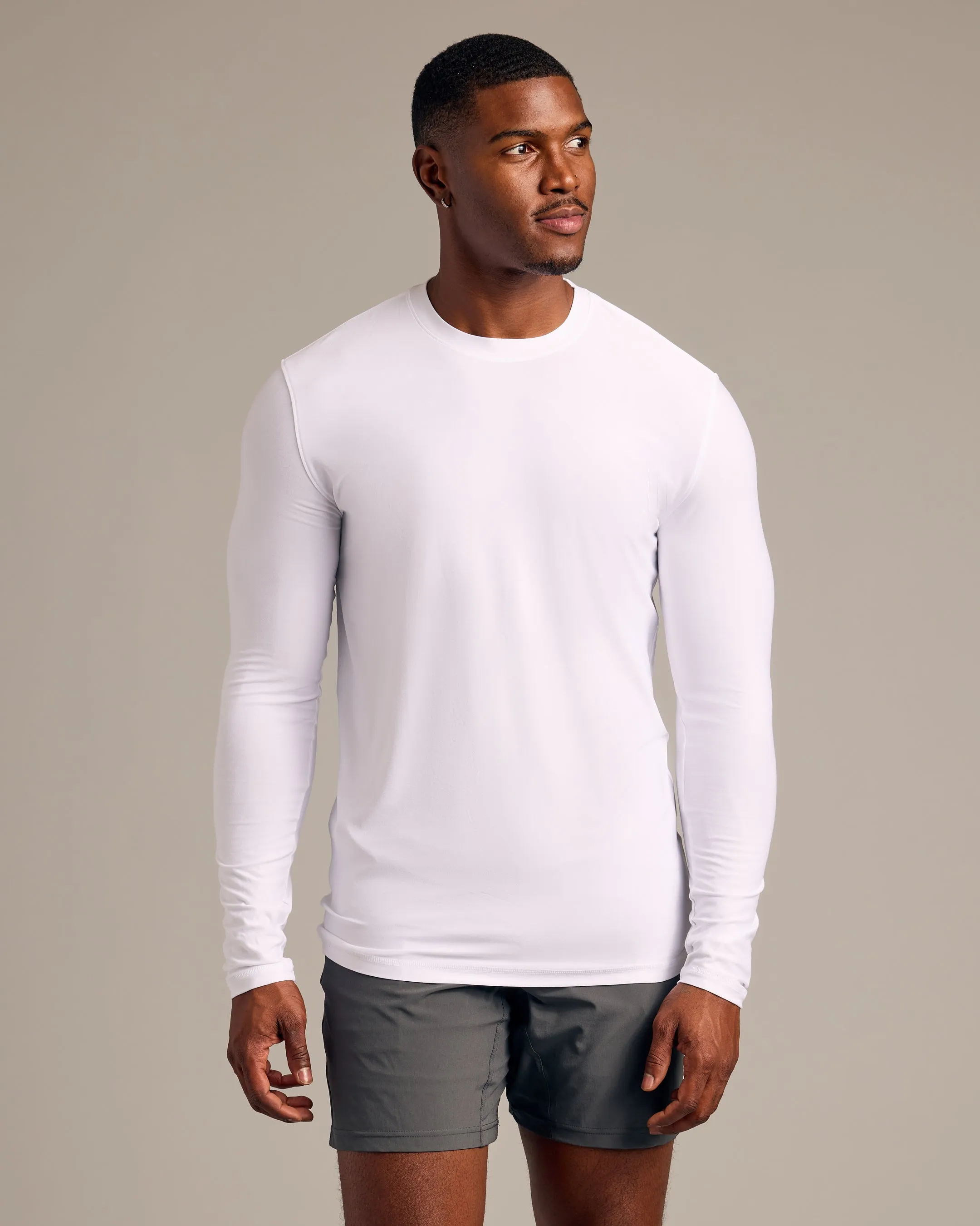 White Long Sleeve Tall Active Crew sold by True Classic