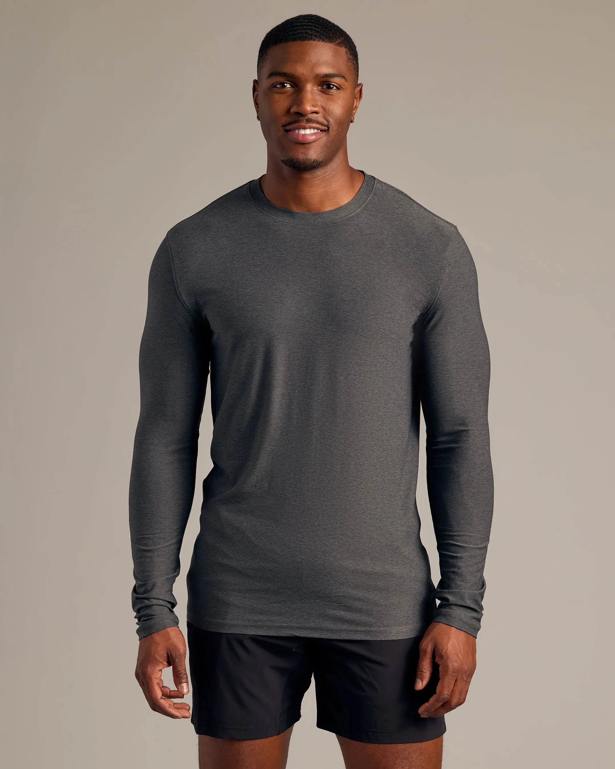 Charcoal Heather Gray Long Sleeve Tall Active Crew sold by True Classic