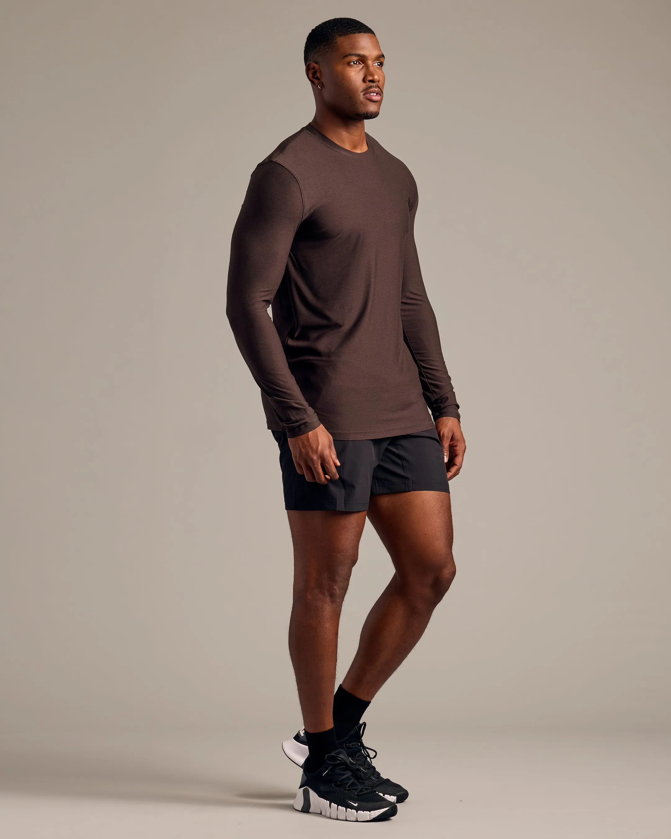 Dark Heather Cocoa Long Sleeve Tall Active Crew sold by True Classic product image thumbnail 4