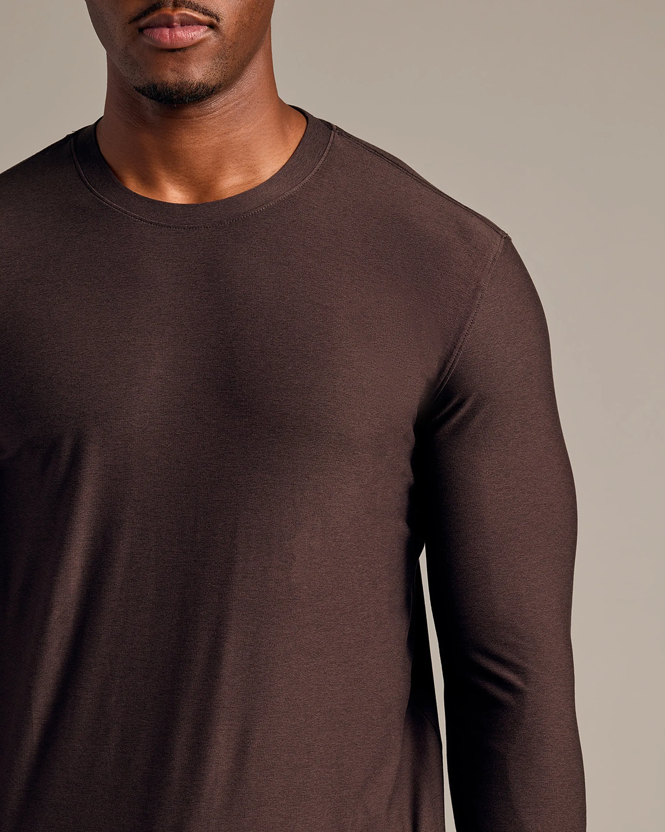 Dark Heather Cocoa Long Sleeve Tall Active Crew sold by True Classic product image thumbnail 5