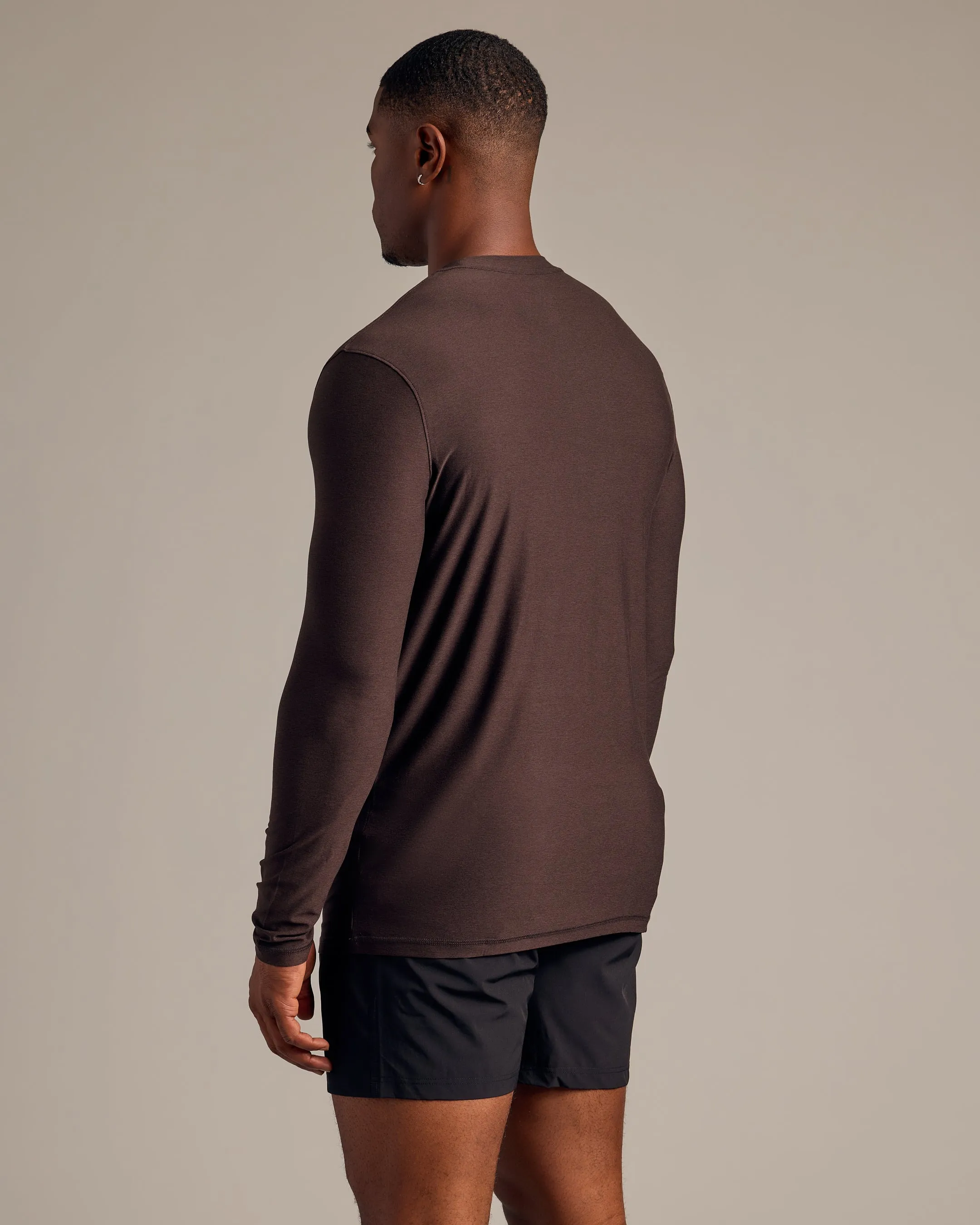 Dark Heather Cocoa Long Sleeve Tall Active Crew sold by True Classic product image thumbnail 3