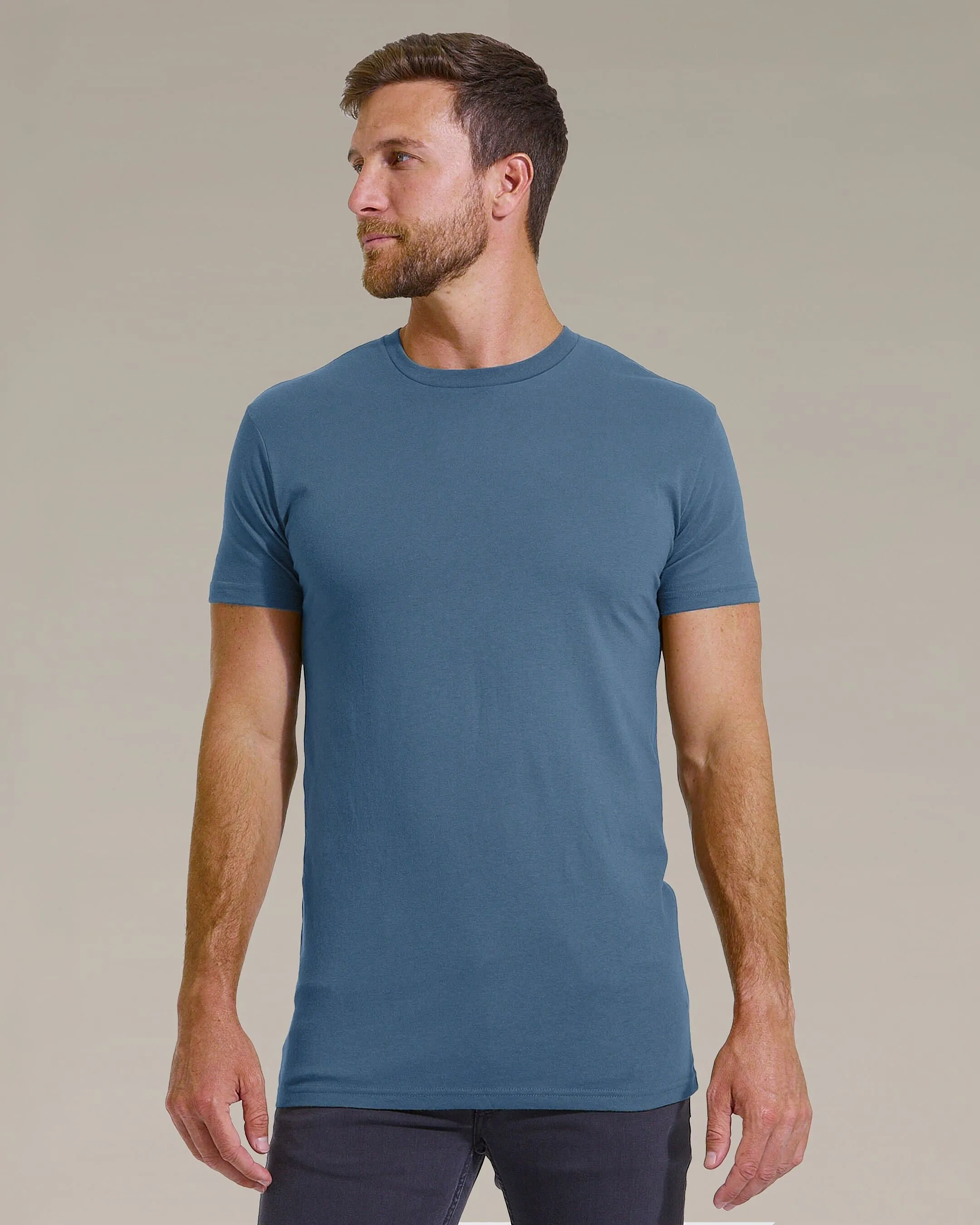 Indigo Tall Straight Hem Crew Neck T-Shirt sold by True Classic