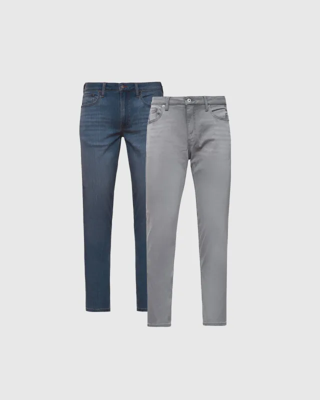 Gray & Indigo Medium Gray Wash Slim Comfort Stretch Jeans 2-Pack sold by True Classic
