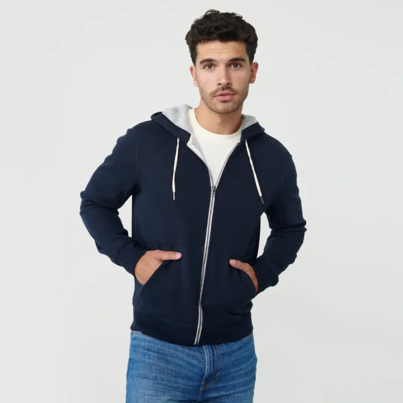 Navy Zip Fleece Hoodie sold by True Classic
