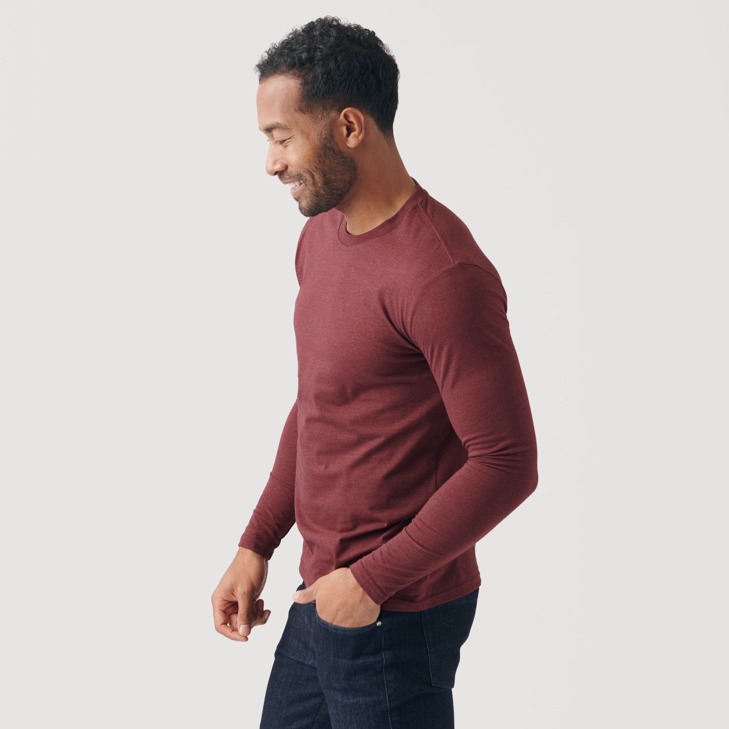 Heather Burgundy Crew Neck Long Sleeve sold by True Classic product image thumbnail 4
