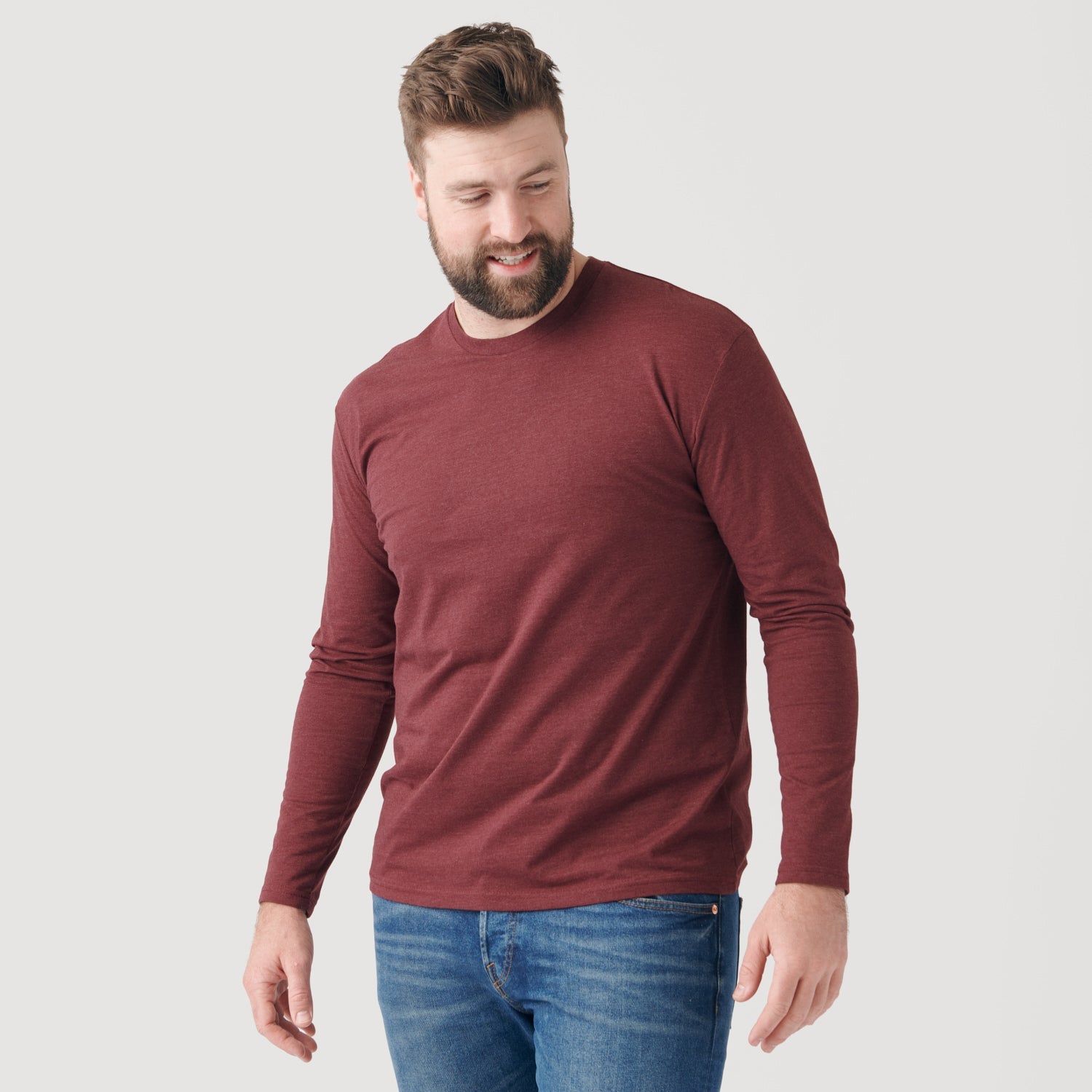 Heather Burgundy Crew Neck Long Sleeve sold by True Classic product image thumbnail 5