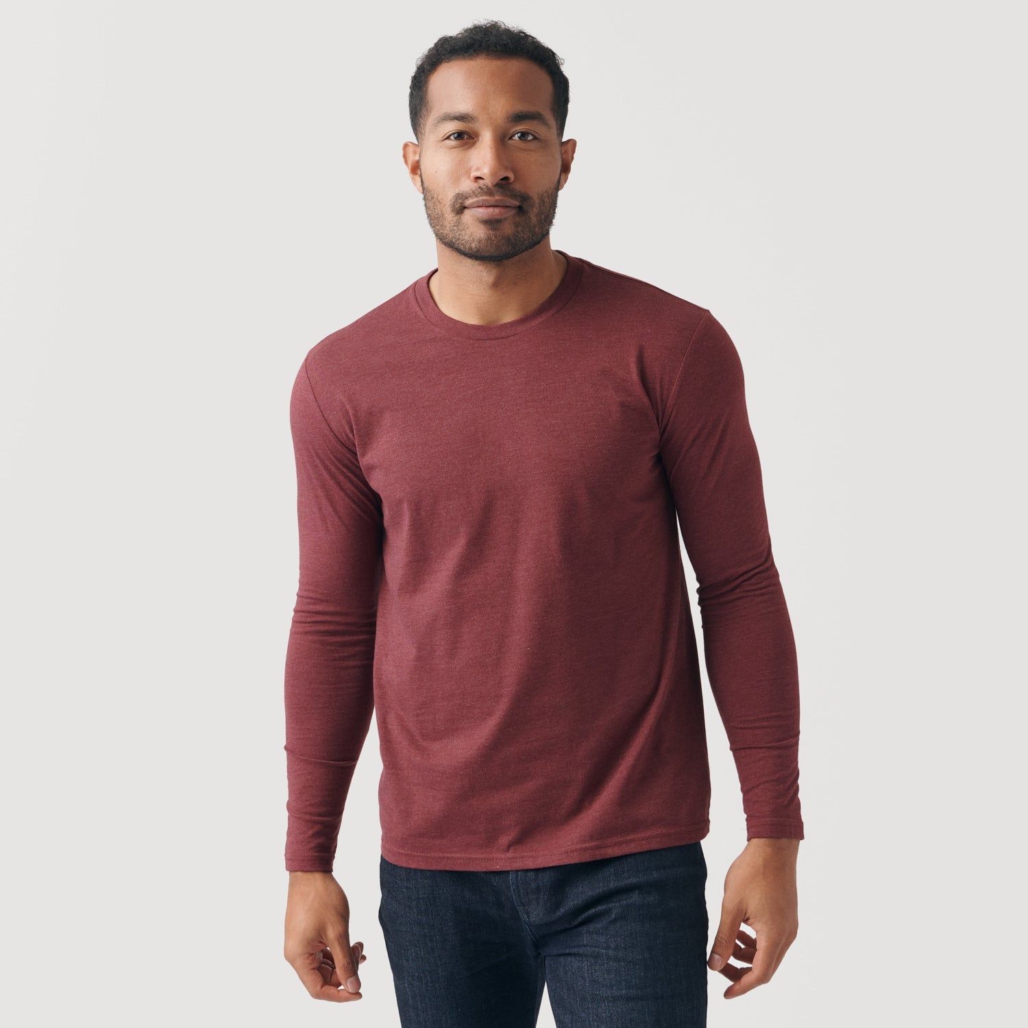 Heather Burgundy Crew Neck Long Sleeve sold by True Classic