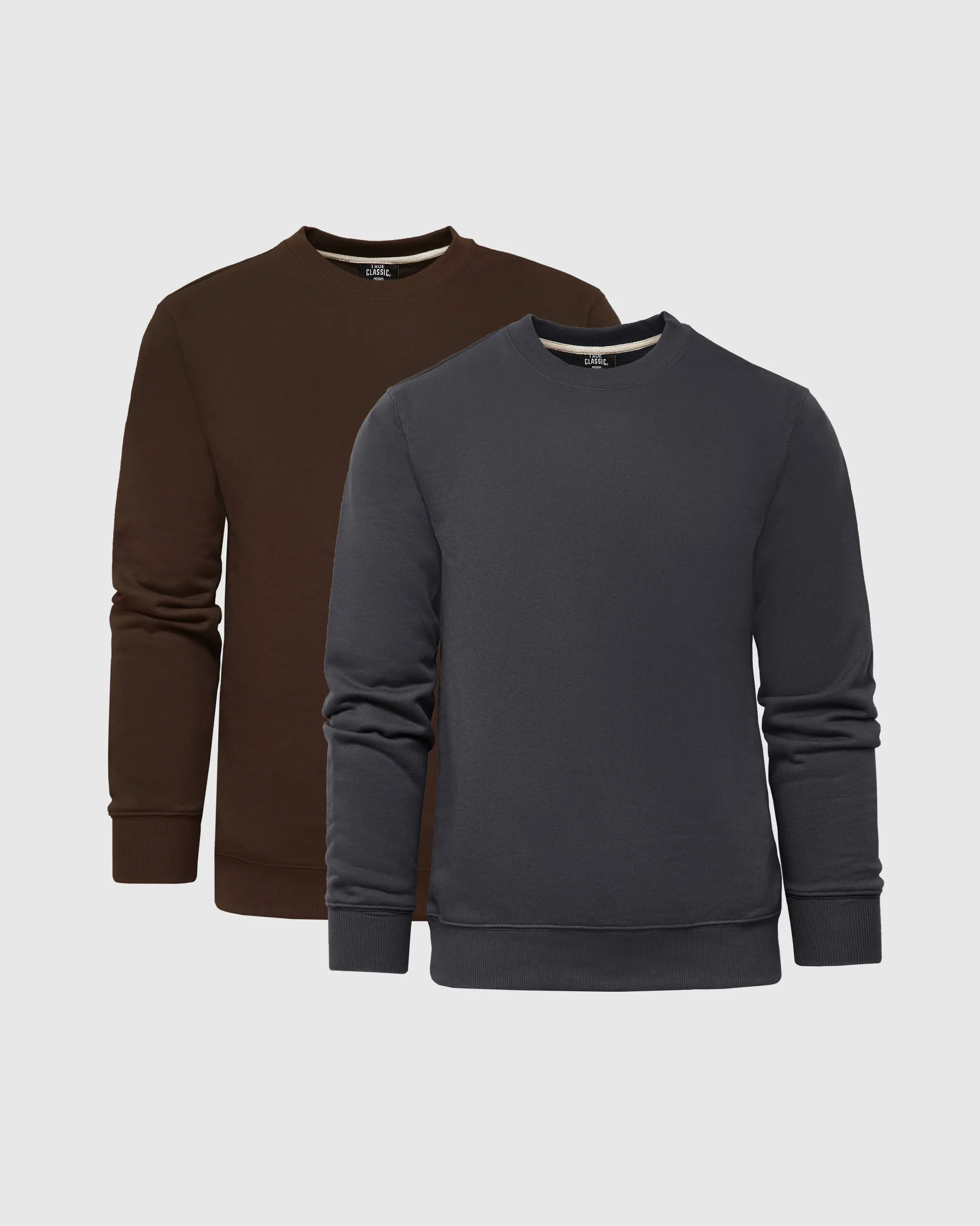Dark Oak & Carbon Fleece Crew Sweatshirt 2-Pack sold by True Classic
