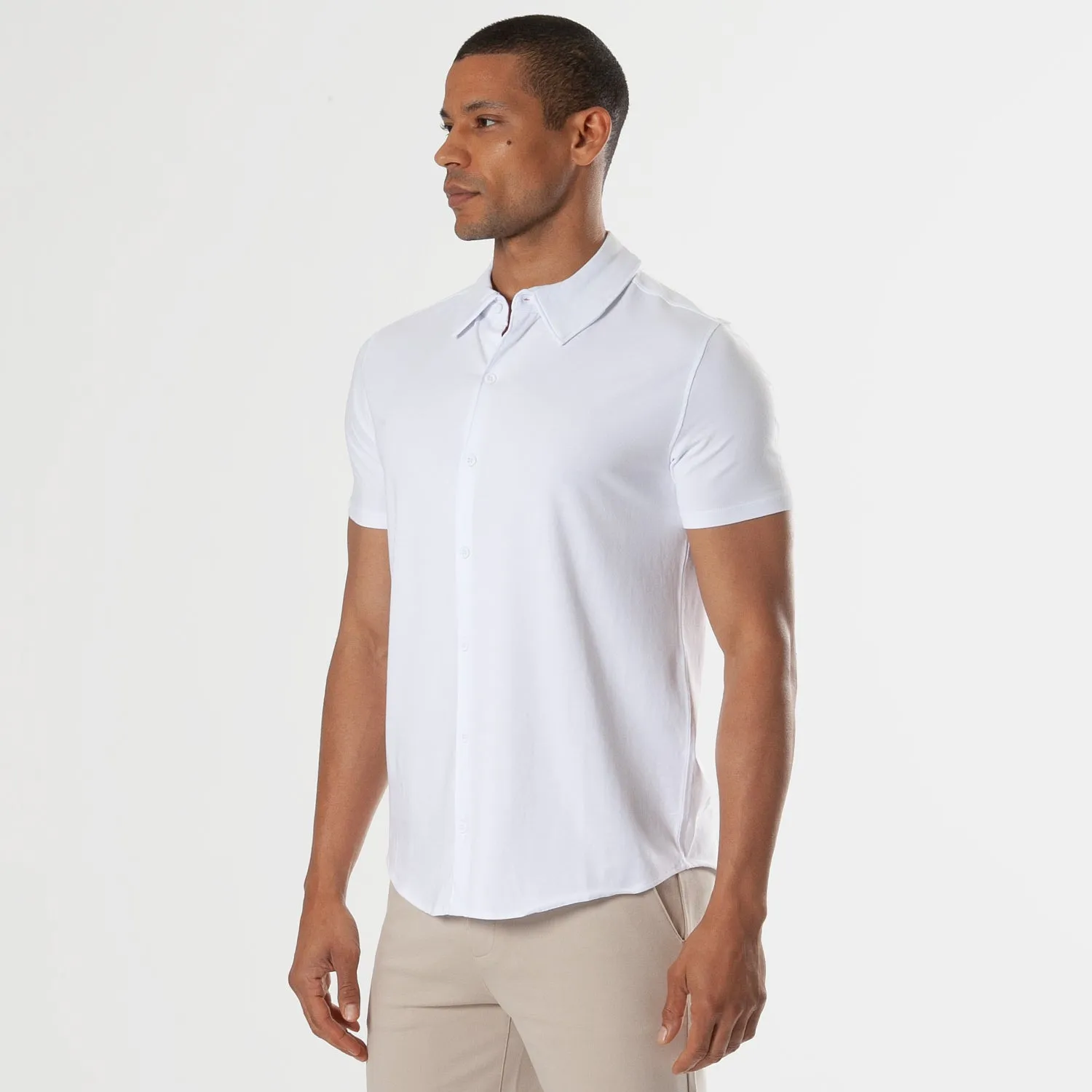 White Short Sleeve Knit Shirt sold by True Classic product image thumbnail 4