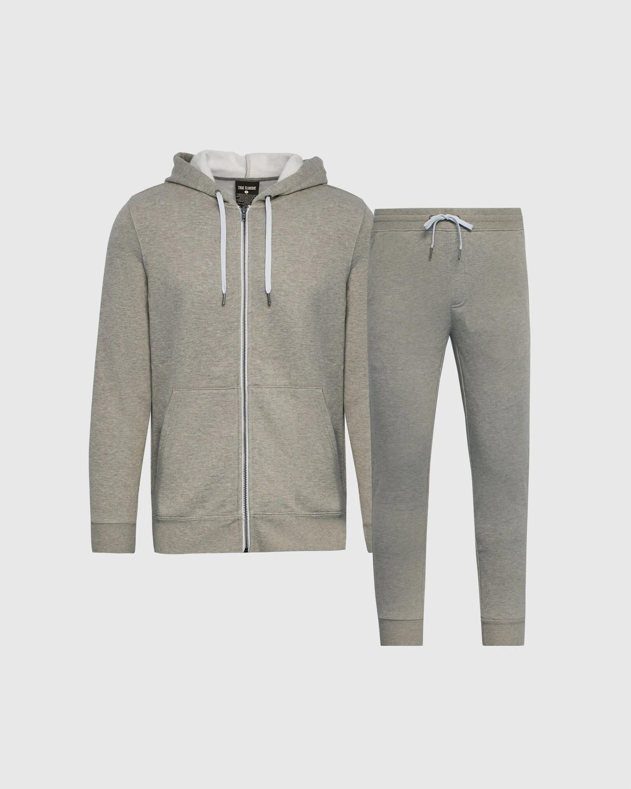 Dark Heather Gray Full Zip Fleece Hoodie & Jogger 2-Pack sold by True Classic
