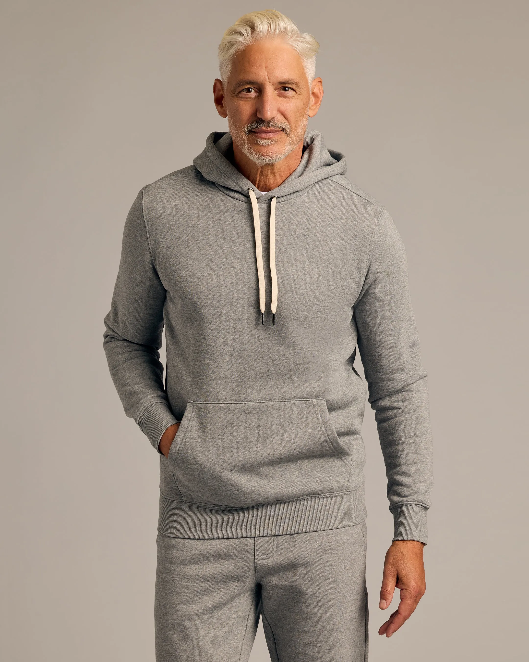 Dark Heather Gray Fleece French Terry Pullover Hoodie sold by True Classic