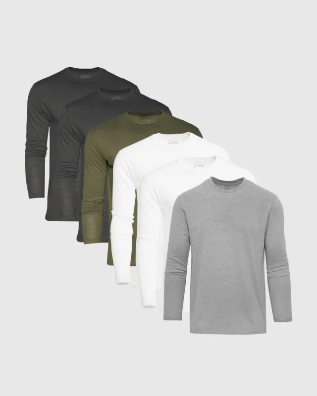 Subtle Green Long Sleeve Crew Neck 6-Pack sold by True Classic