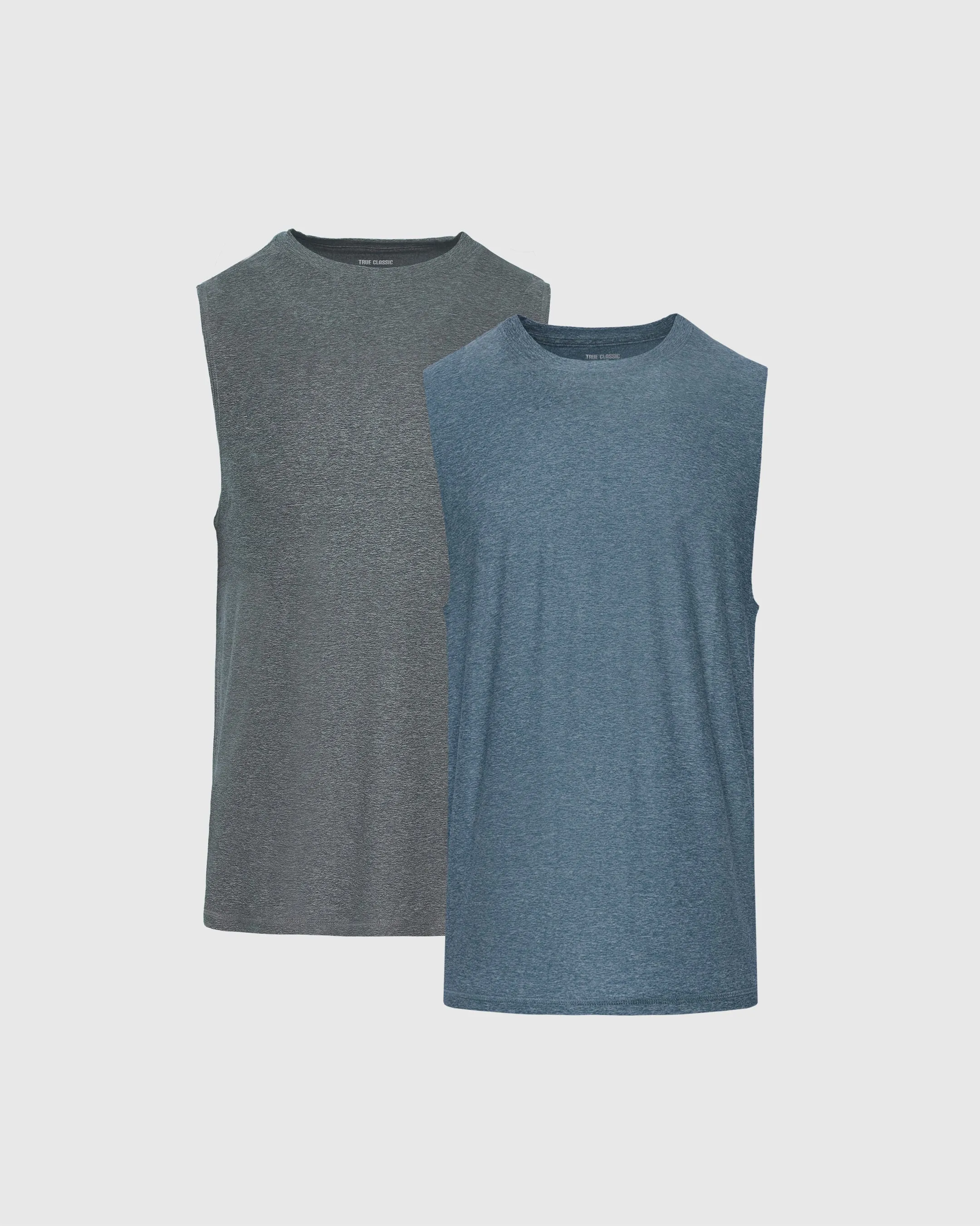 Baltic & Heather Navy Sleeveless Active Muscle Tee 2-Pack sold by True Classic